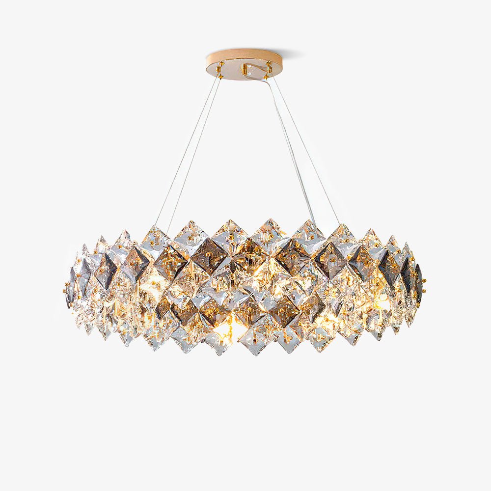 Lustra Chandelier Scale Crystal Round With Gold LED