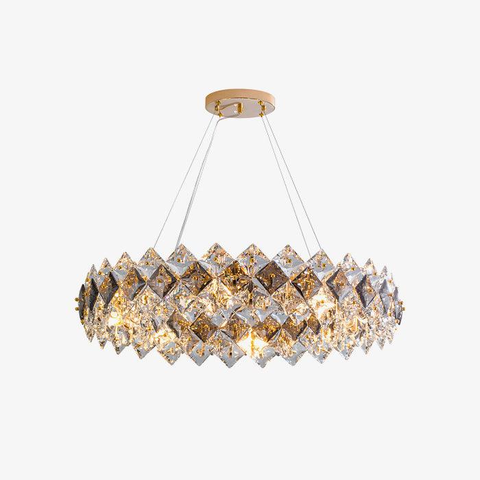 Lustra Chandelier Scale Crystal Round With Gold LED