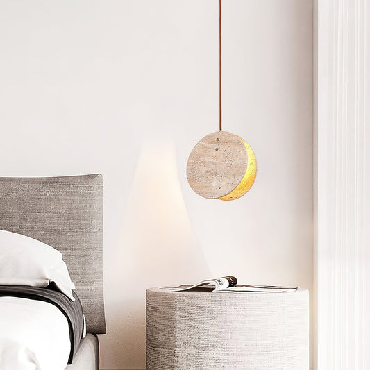 Lunarae Crescent Travertine Pendant Light