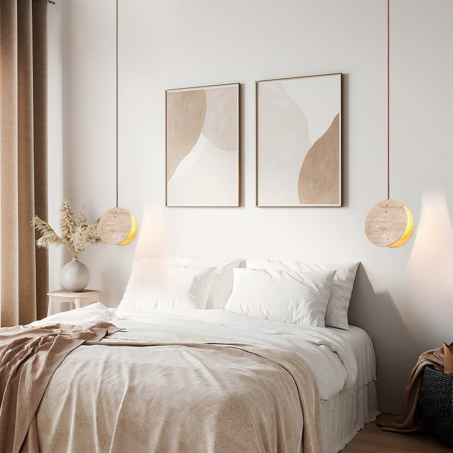 Lunarae Crescent Travertine Pendant Light