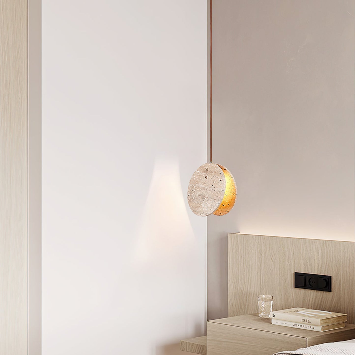 Lunarae Crescent Travertine Pendant Light