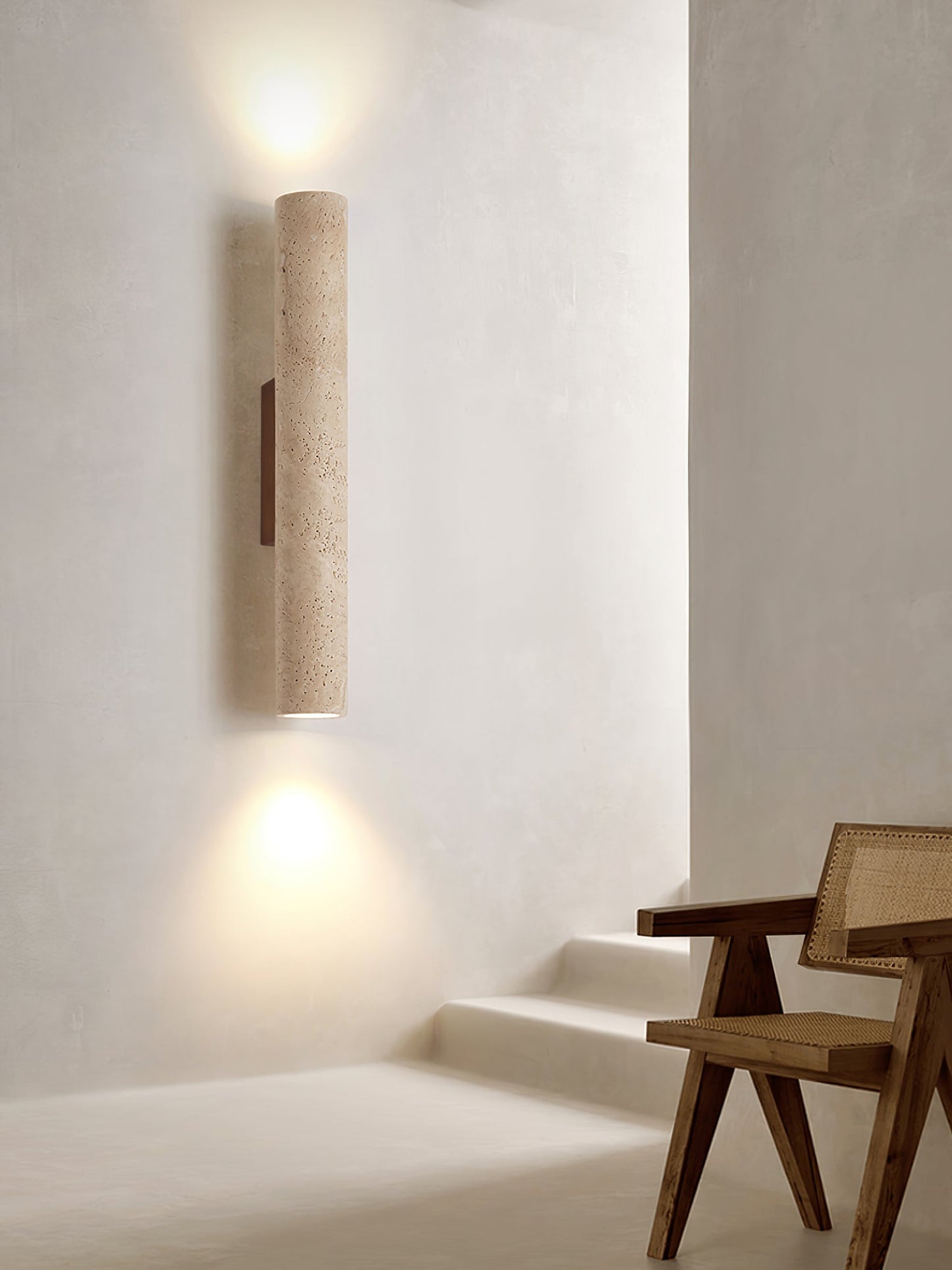 Olvaros Slim Cylinder Travertine Wall Light