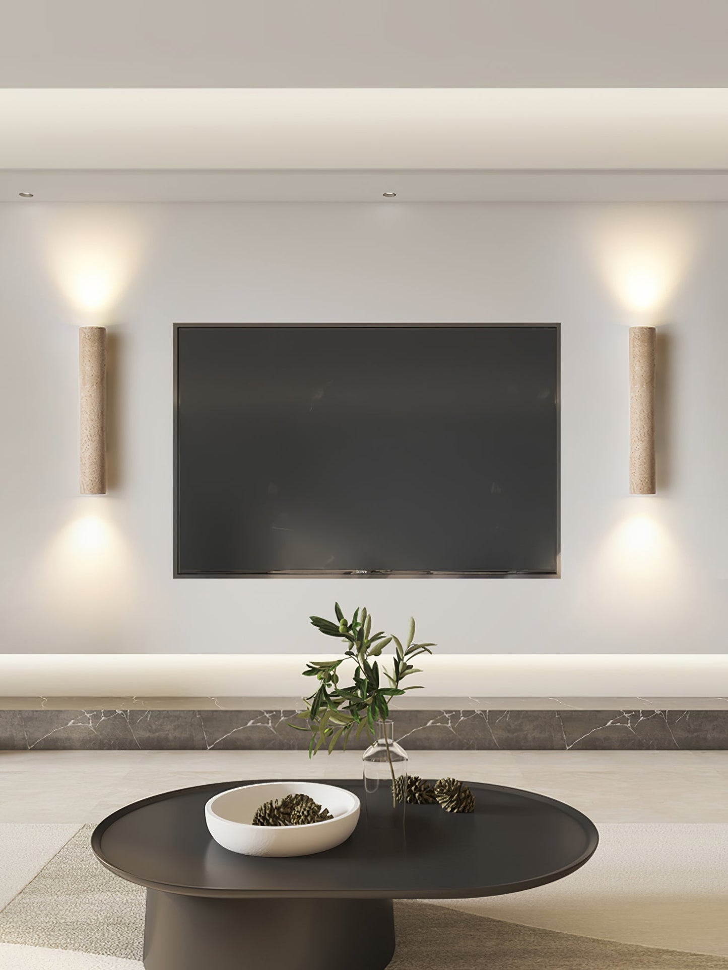 Olvaros Slim Cylinder Travertine Wall Light