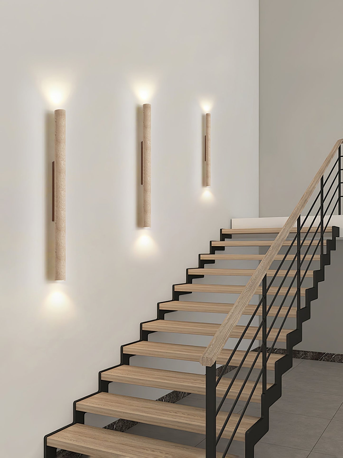 Olvaros Slim Cylinder Travertine Wall Light