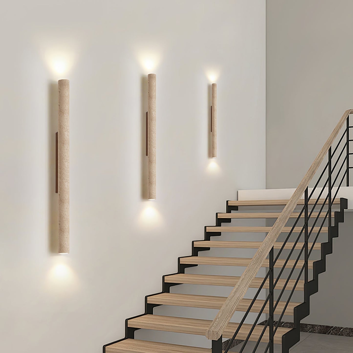 Olvaros Slim Cylinder Travertine Wall Light