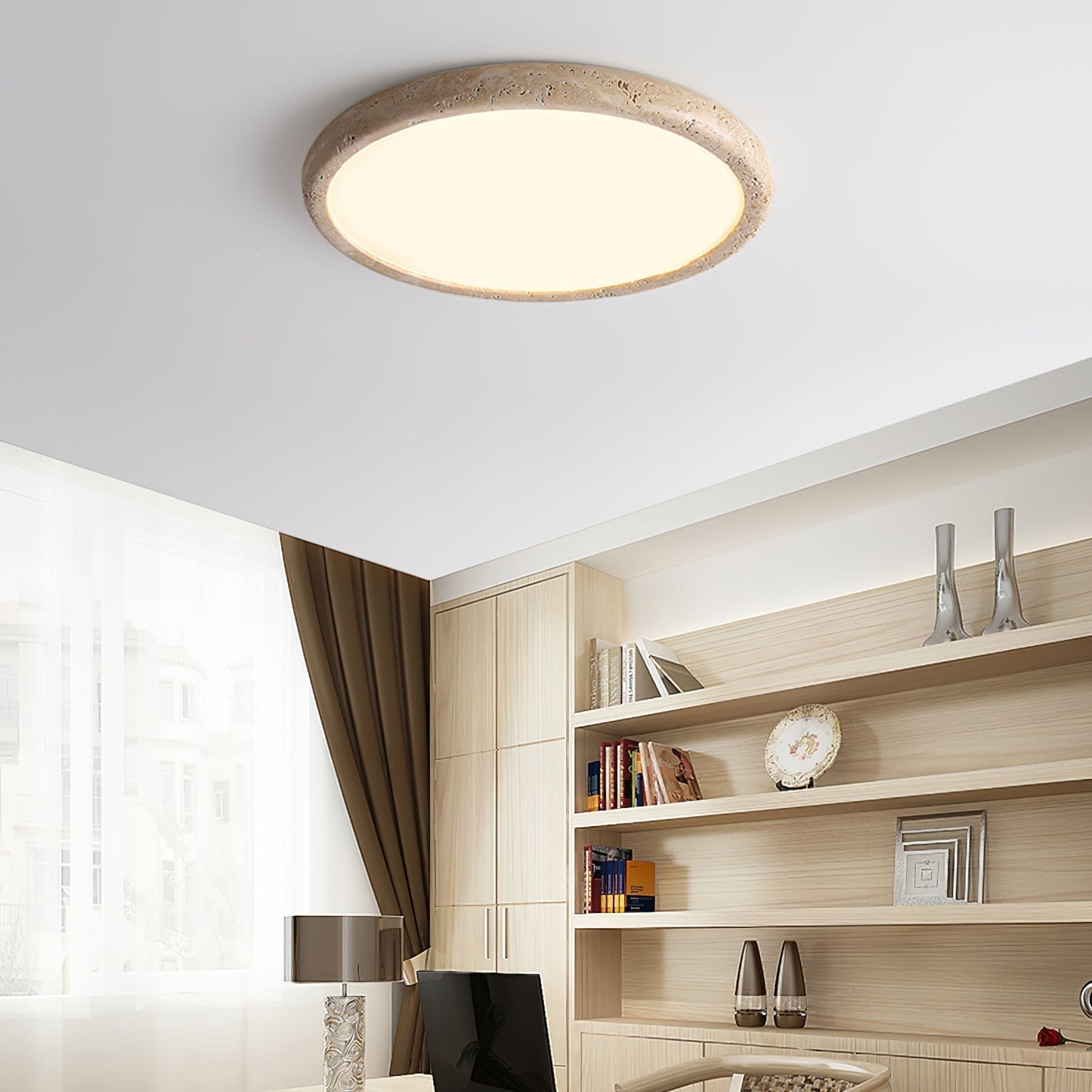 Aurrina Ring Frame Travertine Ceiling Light
