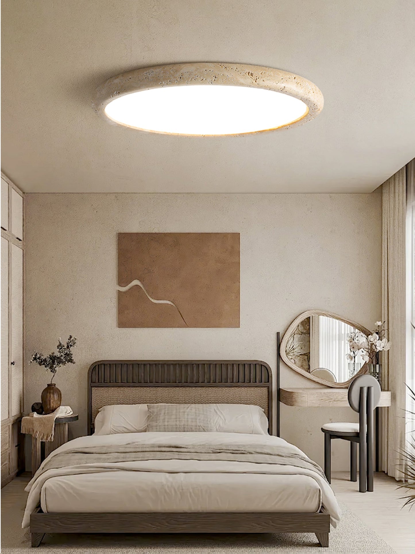 Aurrina Ring Frame Travertine Ceiling Light
