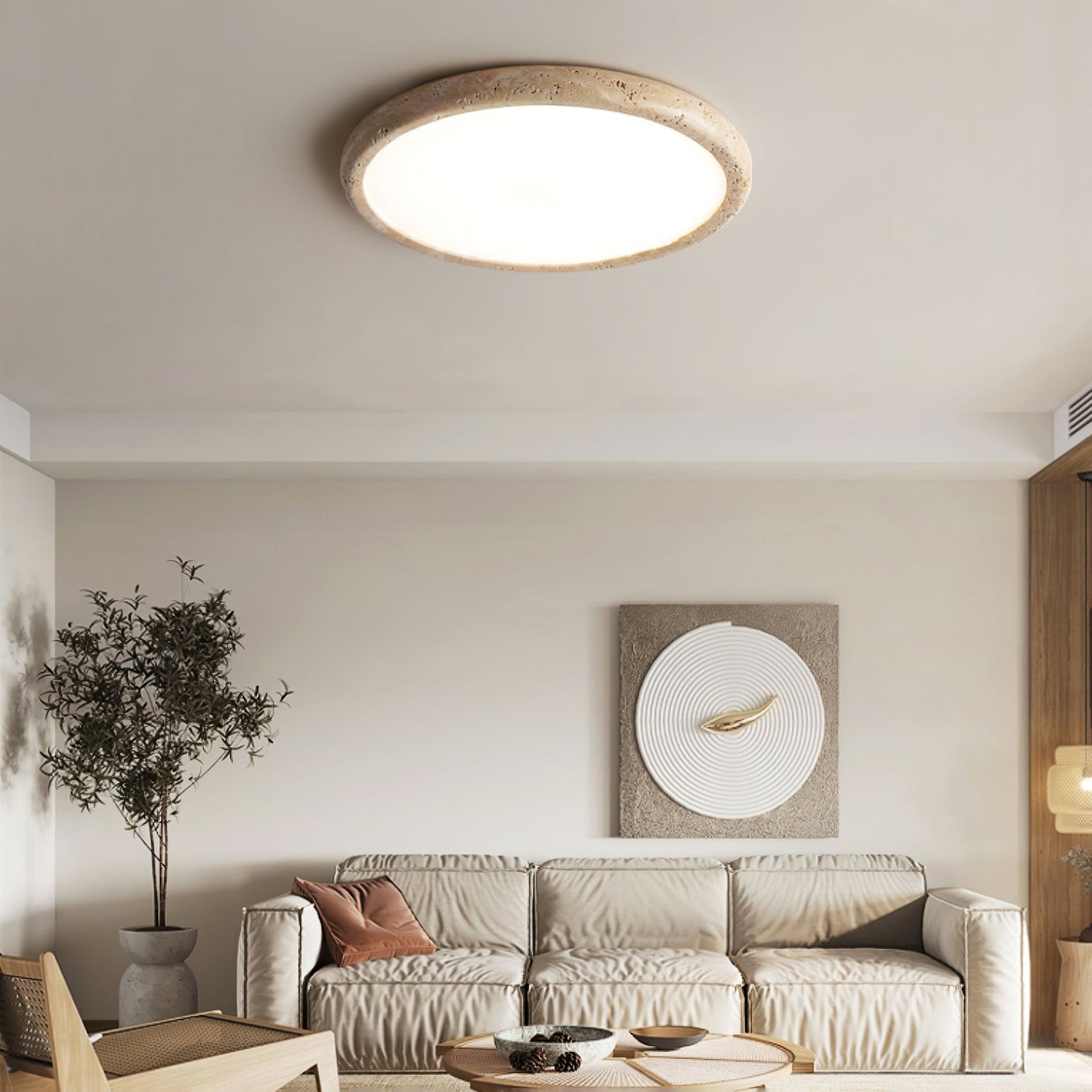 Aurrina Ring Frame Travertine Ceiling Light