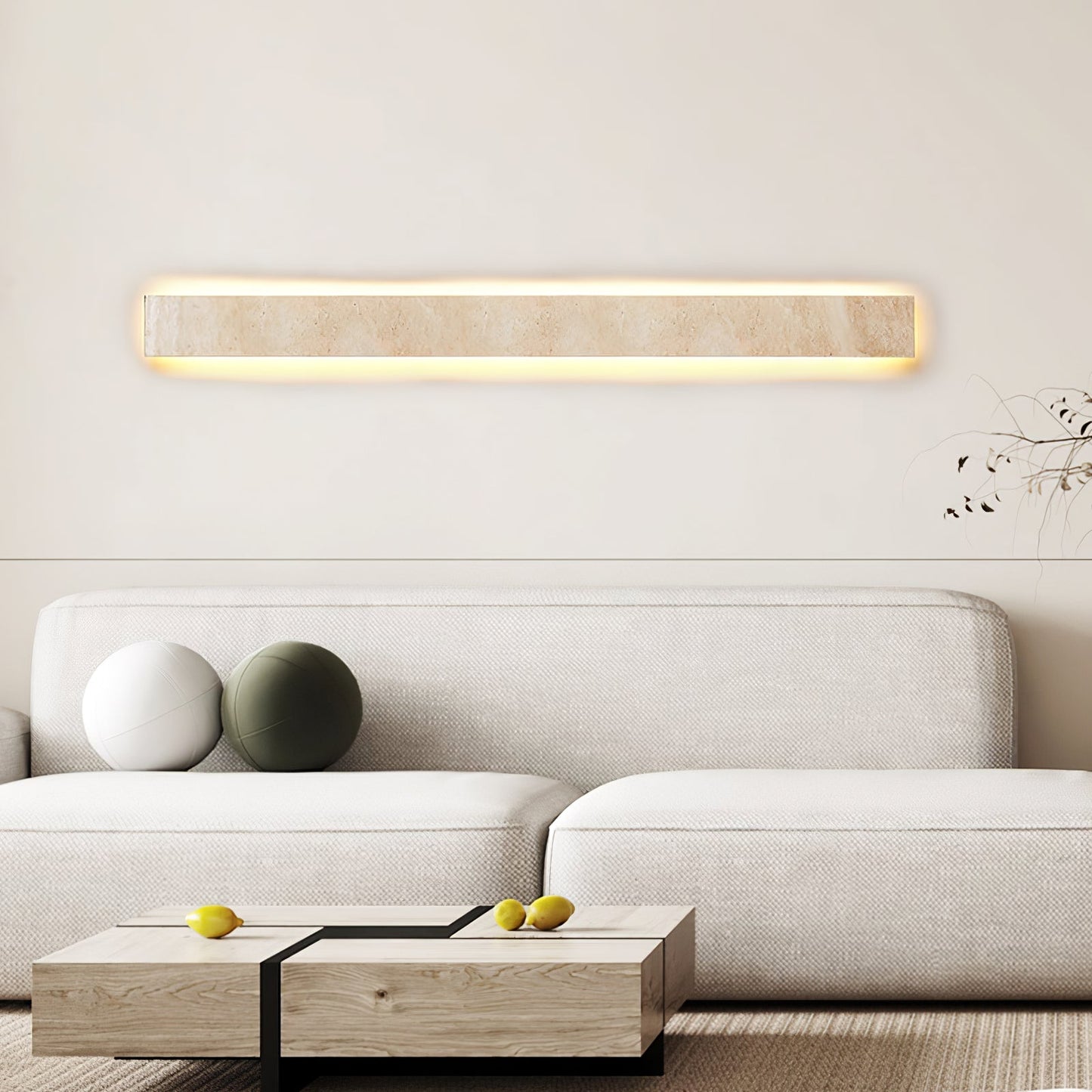 Olnorir Slim Rectangle Travertine Wall Light