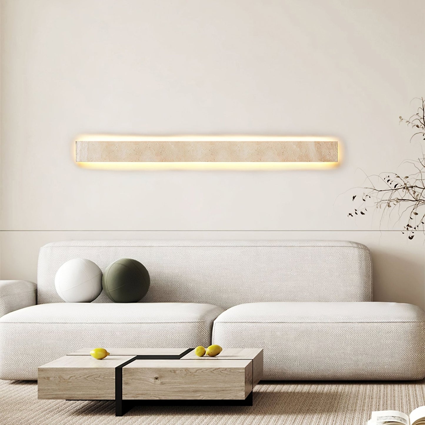 Olnorir Slim Rectangle Travertine Wall Light