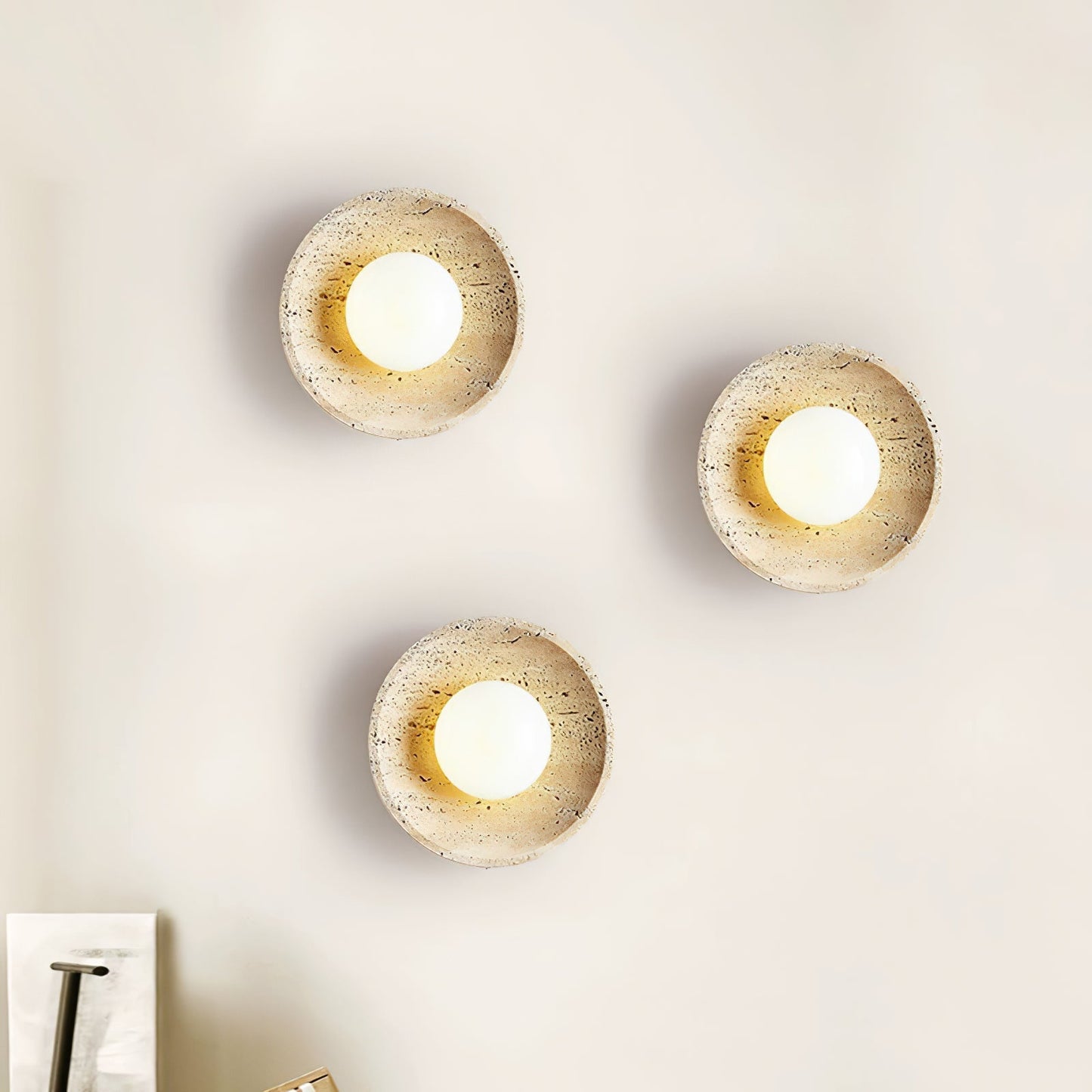 Vephair Bowl-frame Travertine Wall Light
