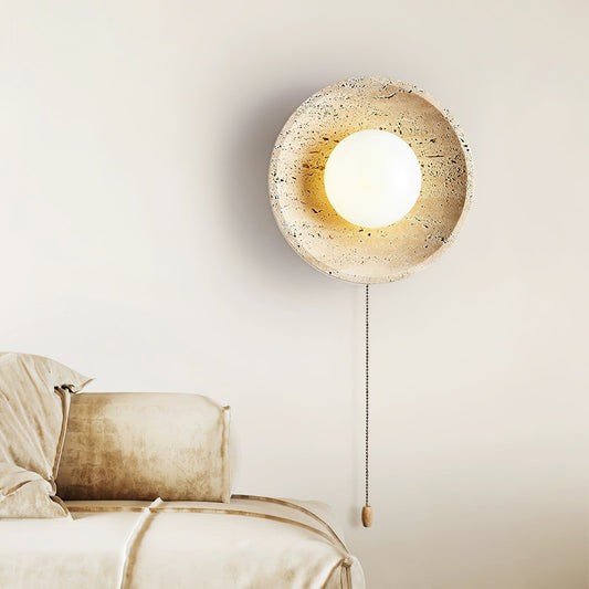 Vephair Bowl-frame Travertine Wall Light
