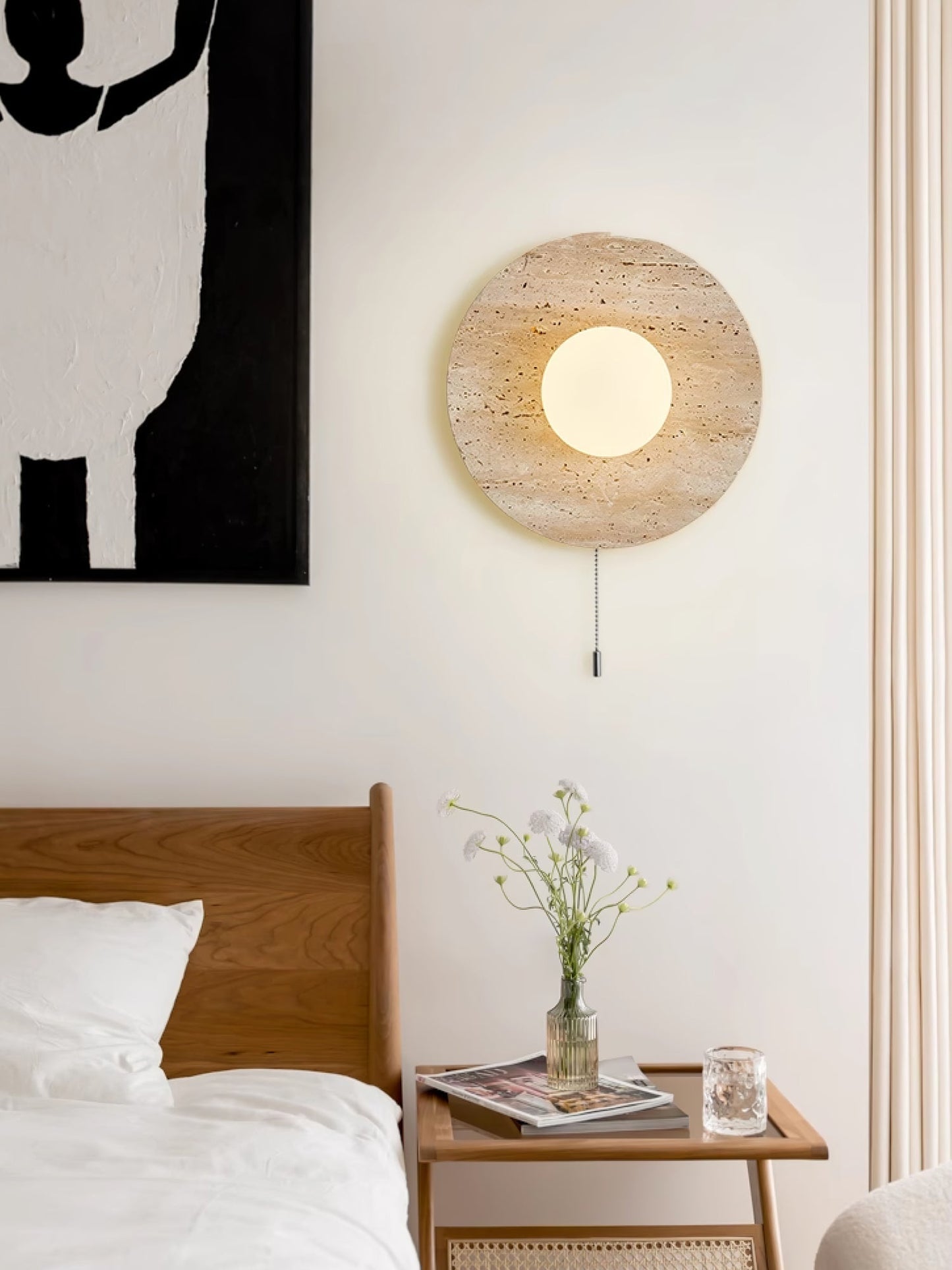 Vephair Bowl-frame Travertine Wall Light