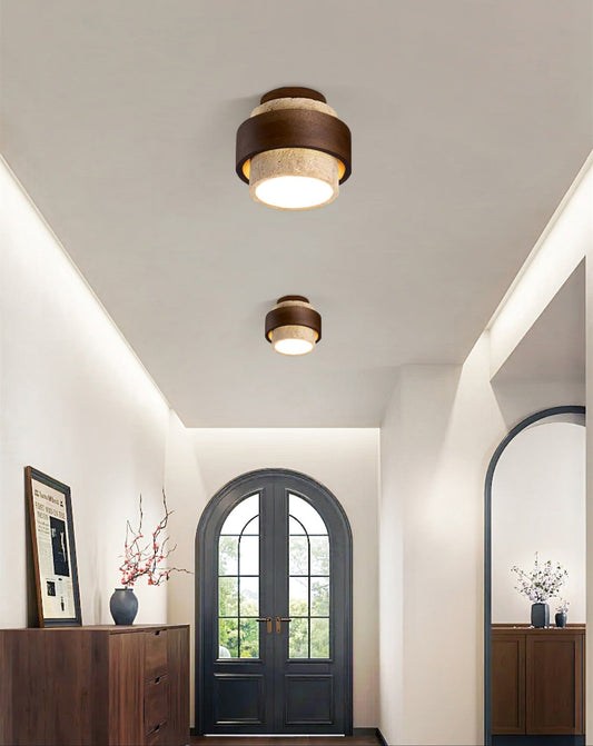Eltalor Layered Ring Travertine Ceiling Light