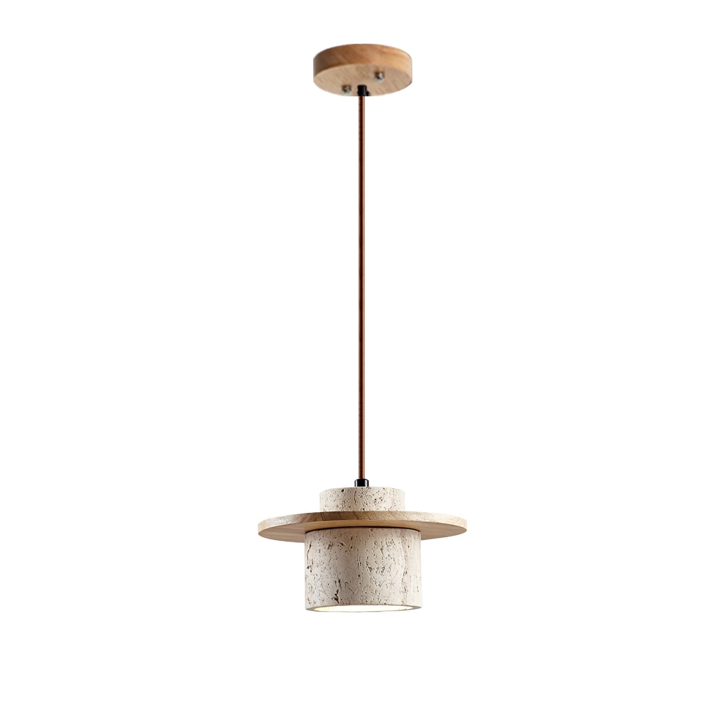 Elvaria Disc Cylinder Travertine Pendant Light
