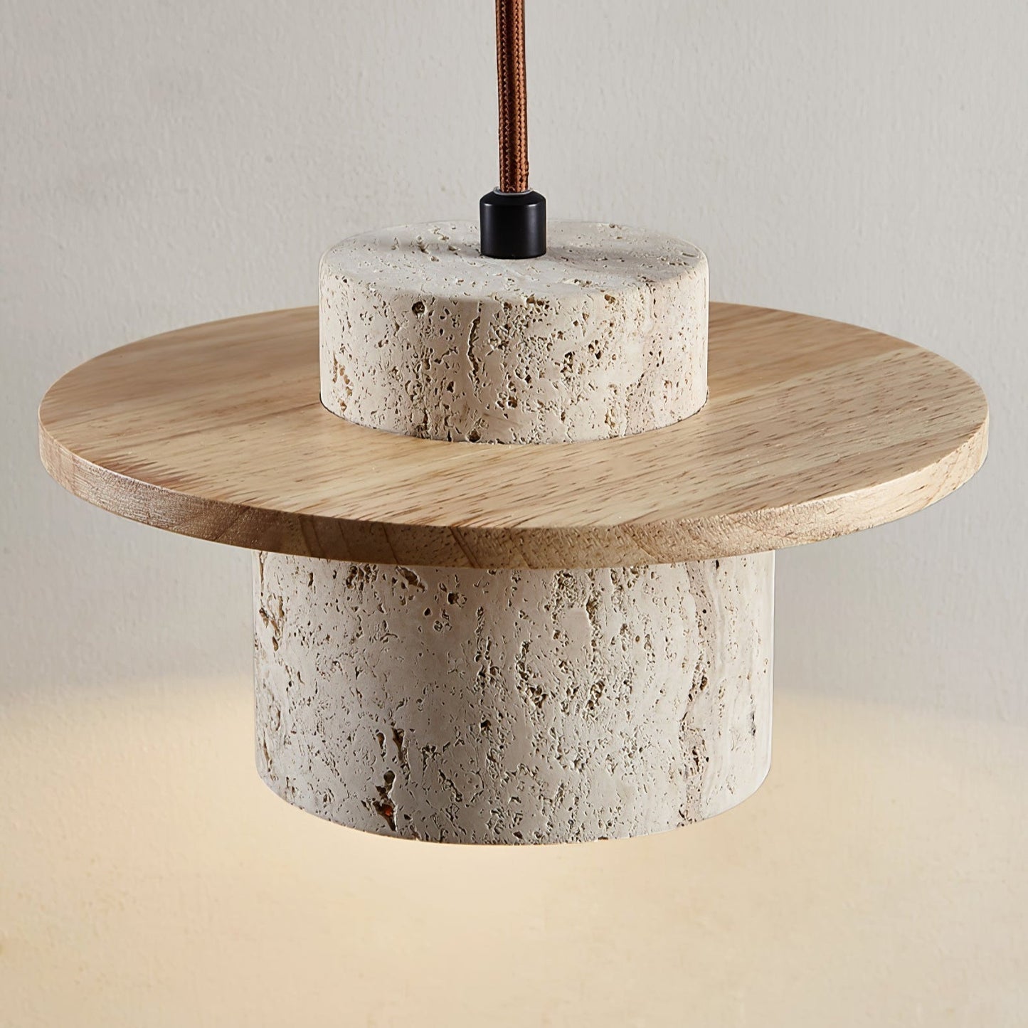 Elvaria Disc Cylinder Travertine Pendant Light