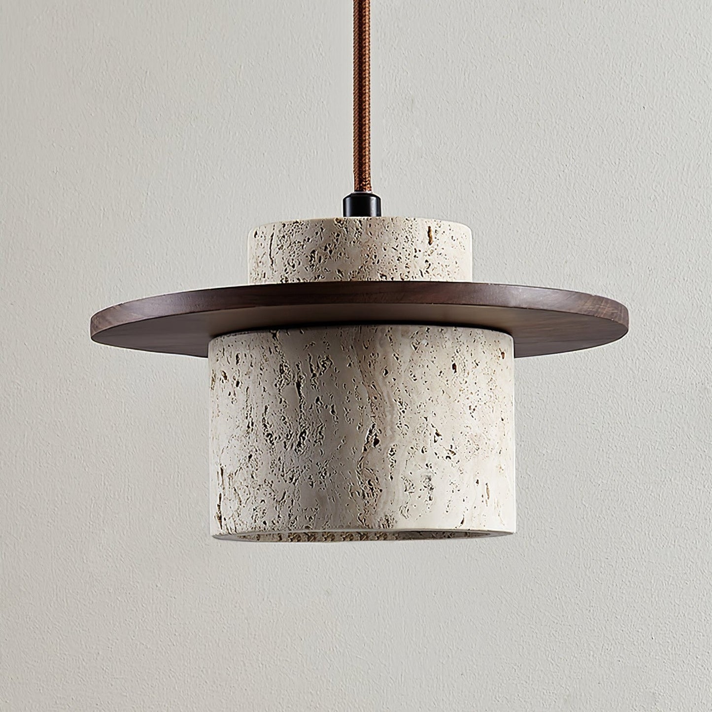 Elvaria Disc Cylinder Travertine Pendant Light