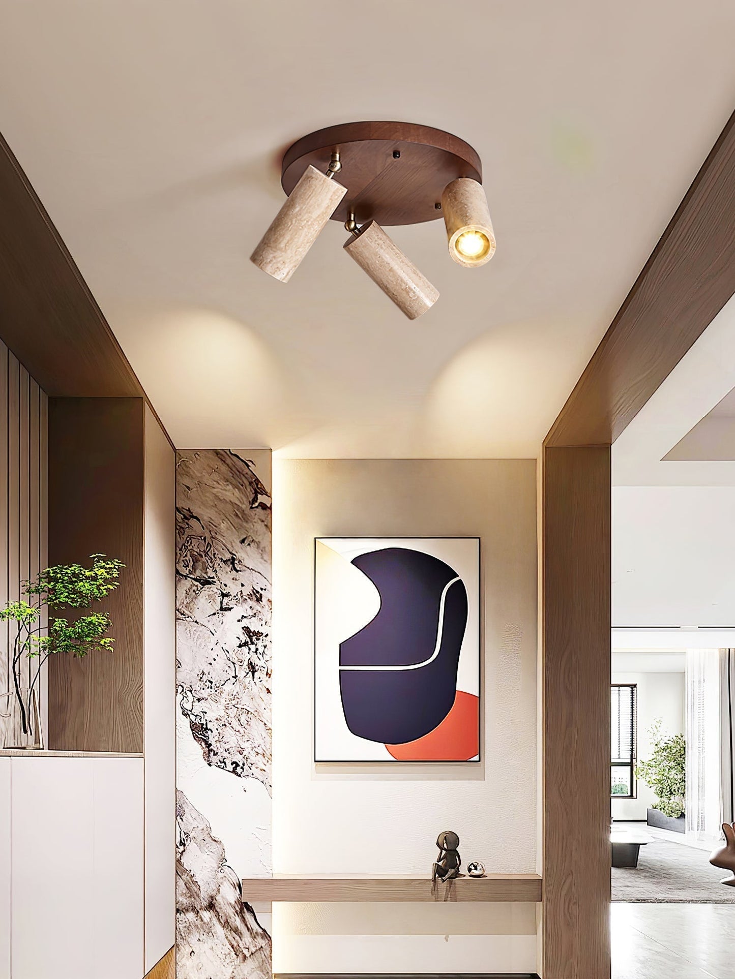 Zevenion Multi-arm Travertine Ceiling Light