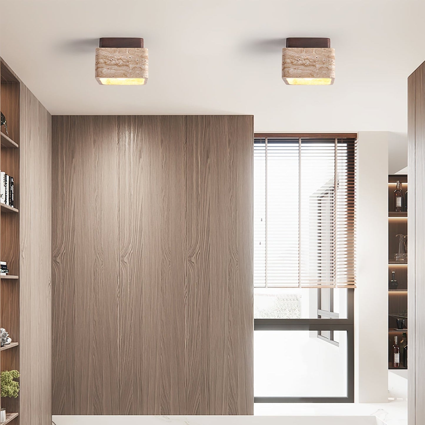 Alaearis Textured Travertine Ceiling Light