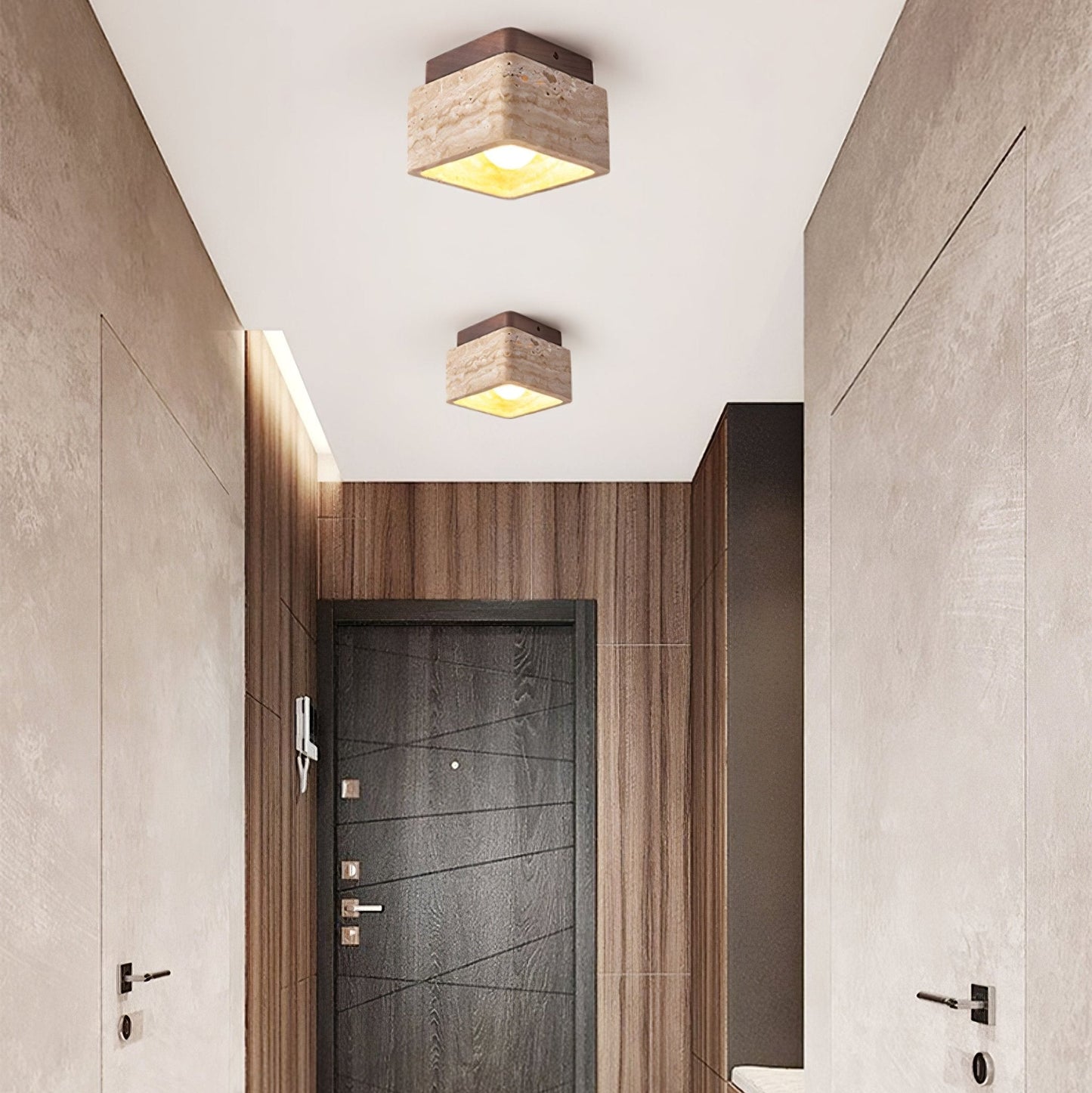 Alaearis Textured Travertine Ceiling Light