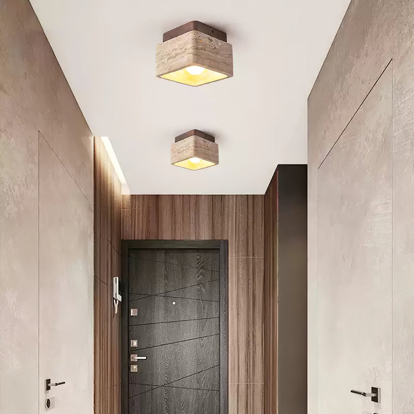 Alaearis Textured Travertine Ceiling Light