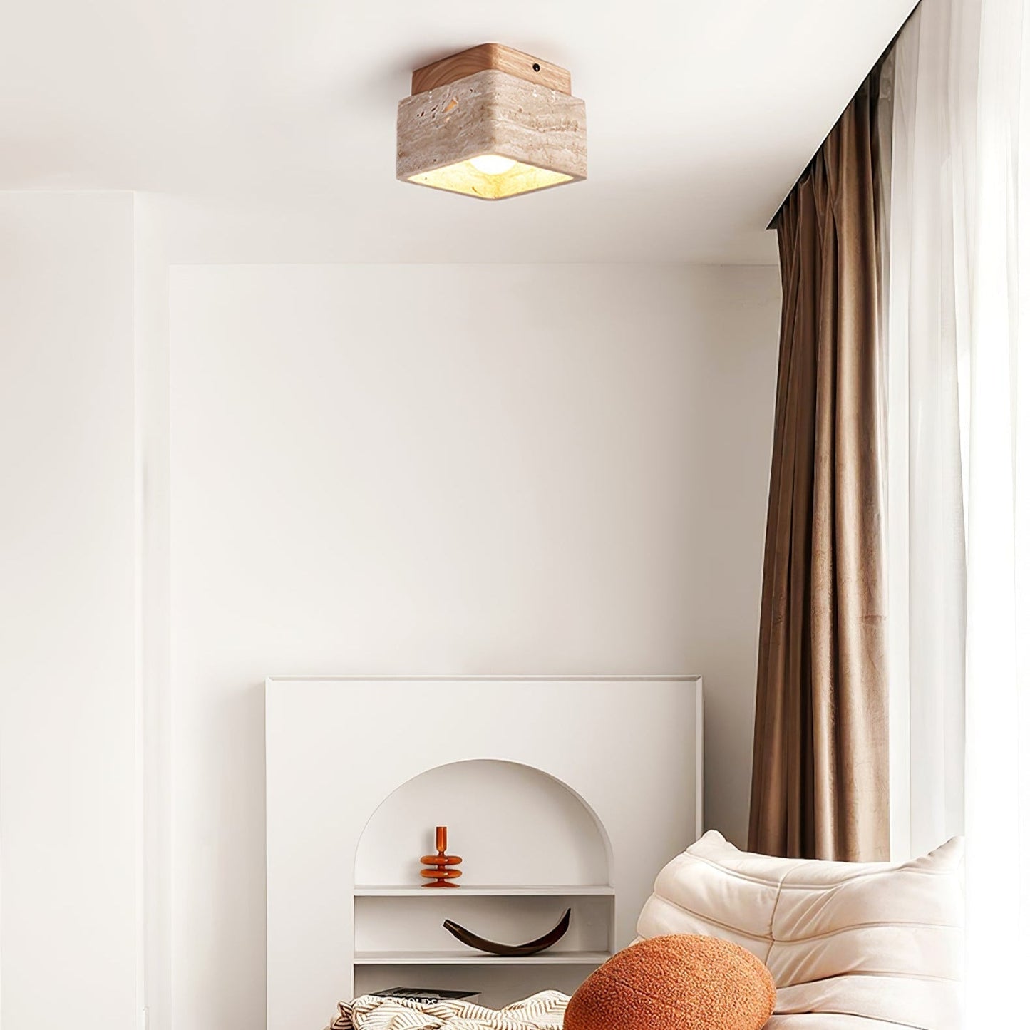 Alaearis Textured Travertine Ceiling Light