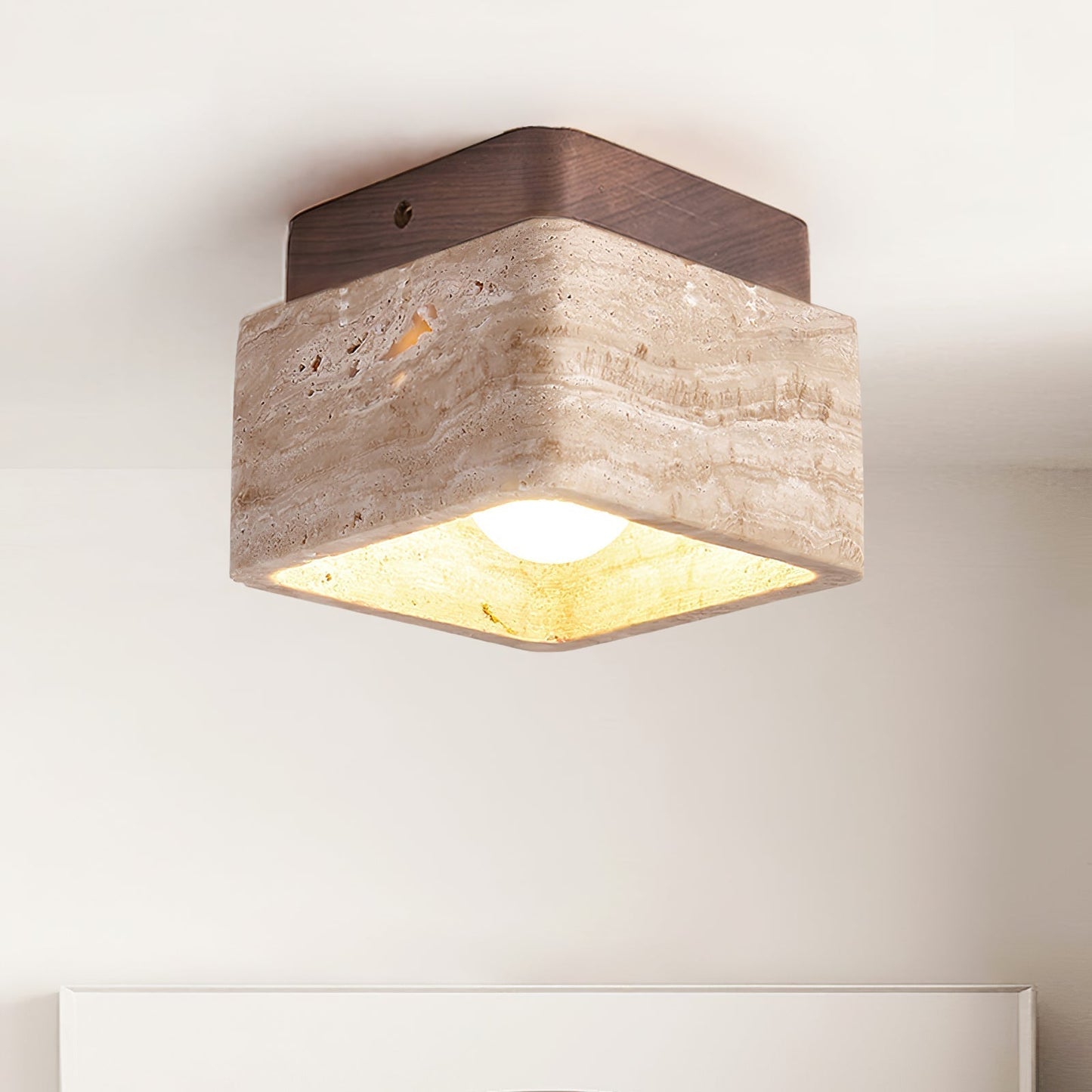 Alaearis Textured Travertine Ceiling Light