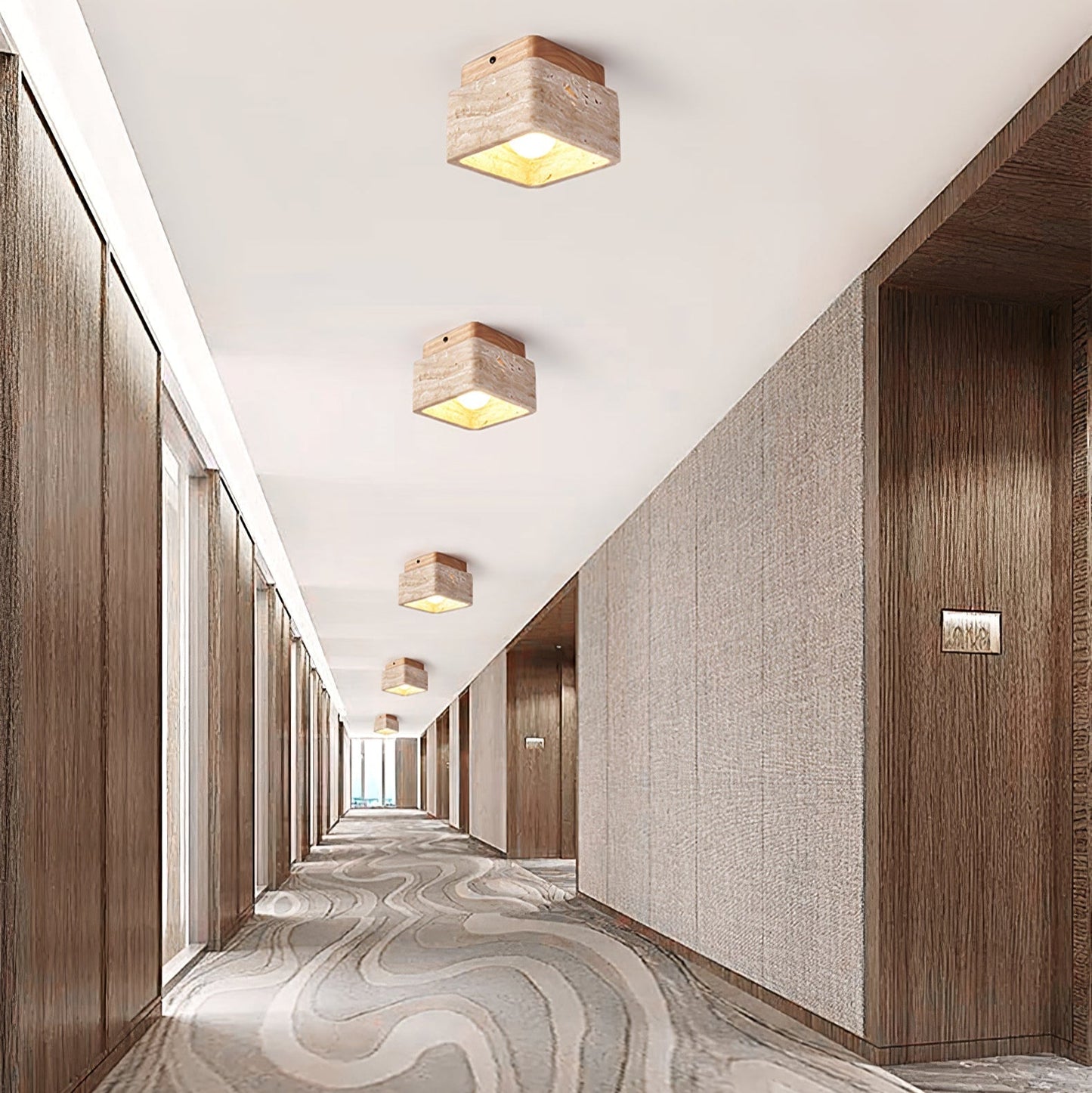 Alaearis Textured Travertine Ceiling Light
