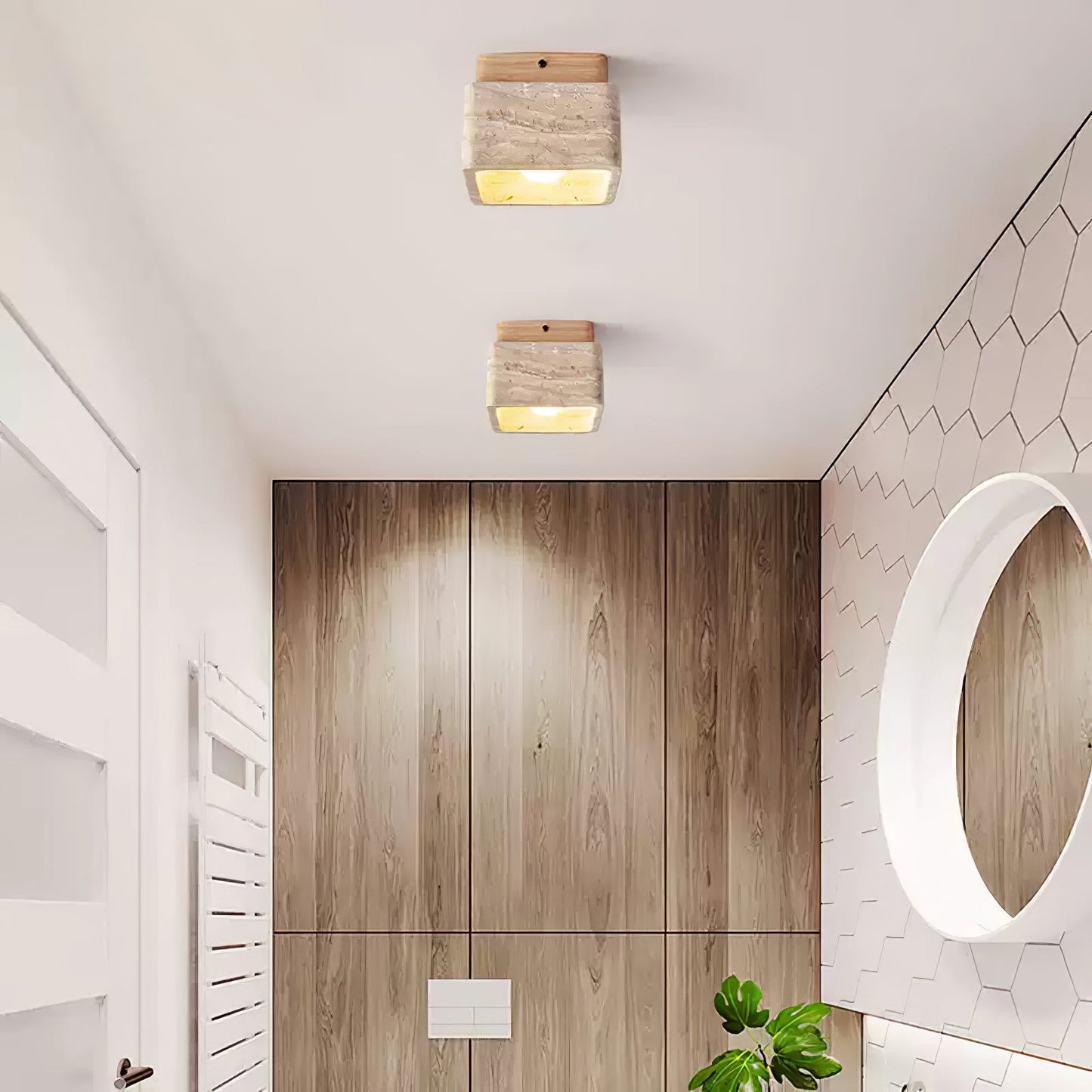 Alaearis Textured Travertine Ceiling Light