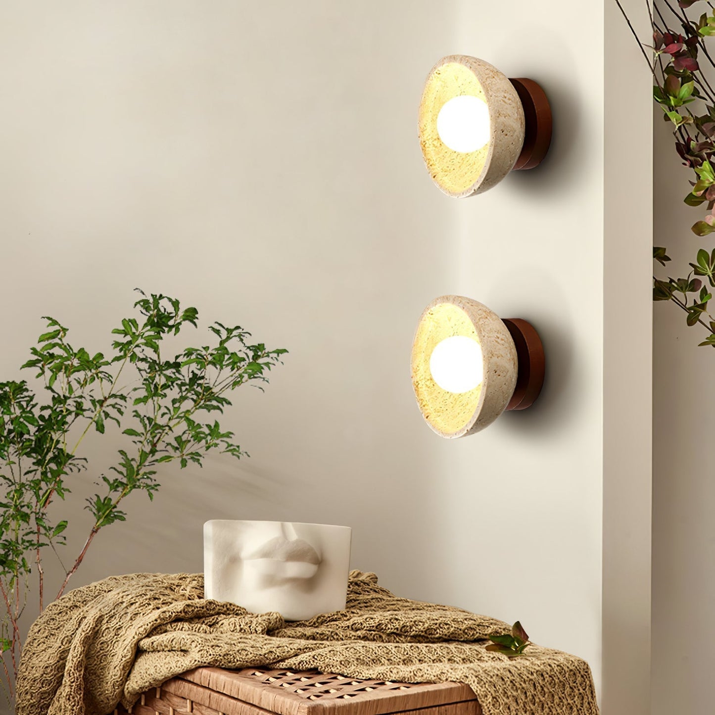 Vacaris Half-dome Travertine Wall Light