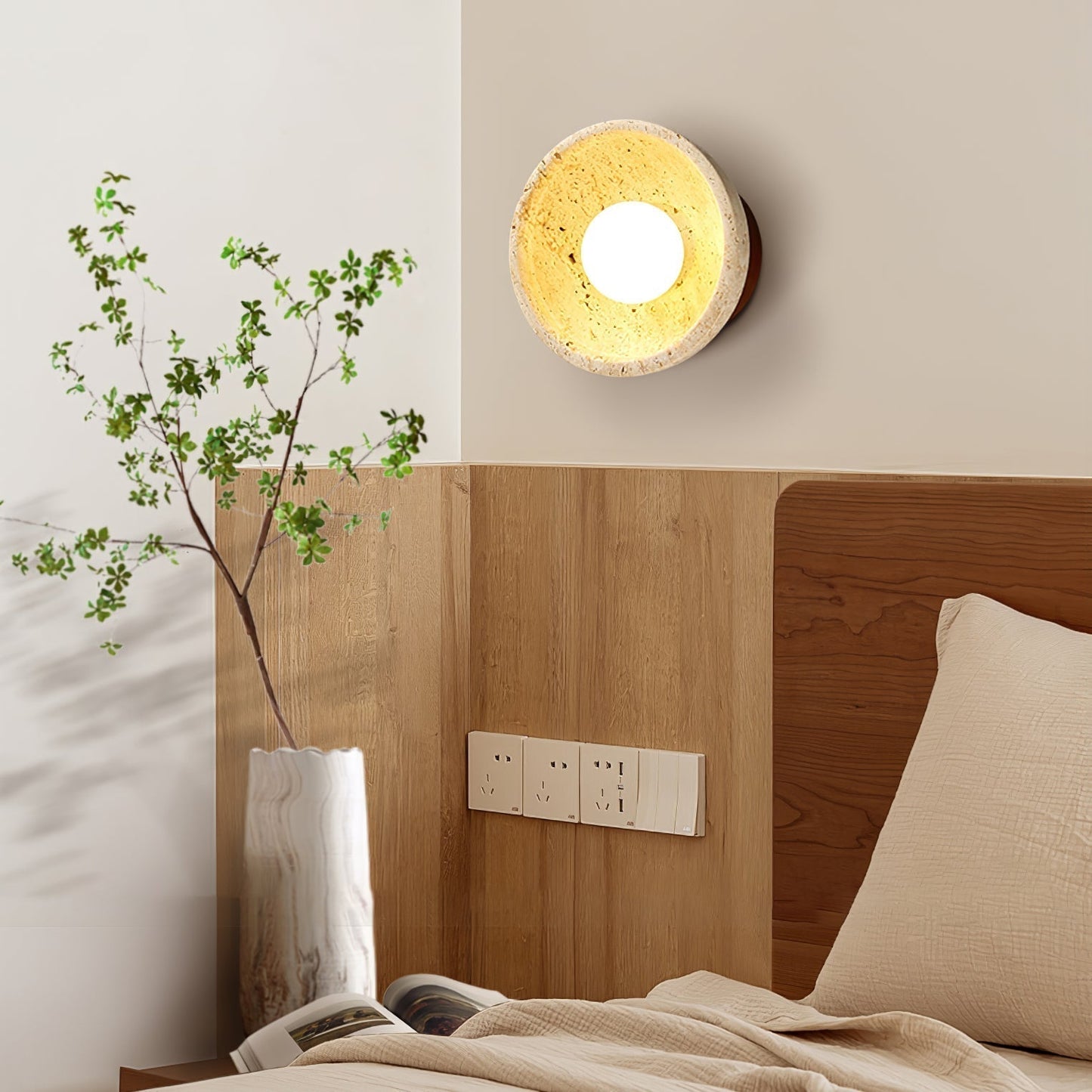 Vacaris Half-dome Travertine Wall Light