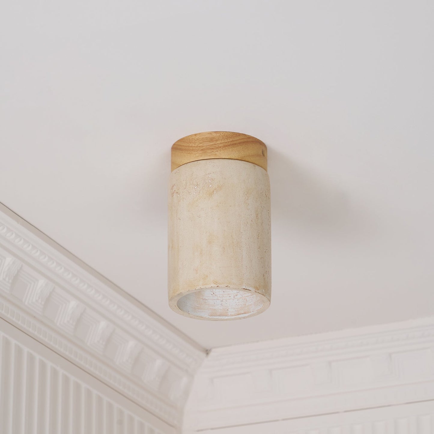 Aurnorira Cylinder Cap Travertine Ceiling Light