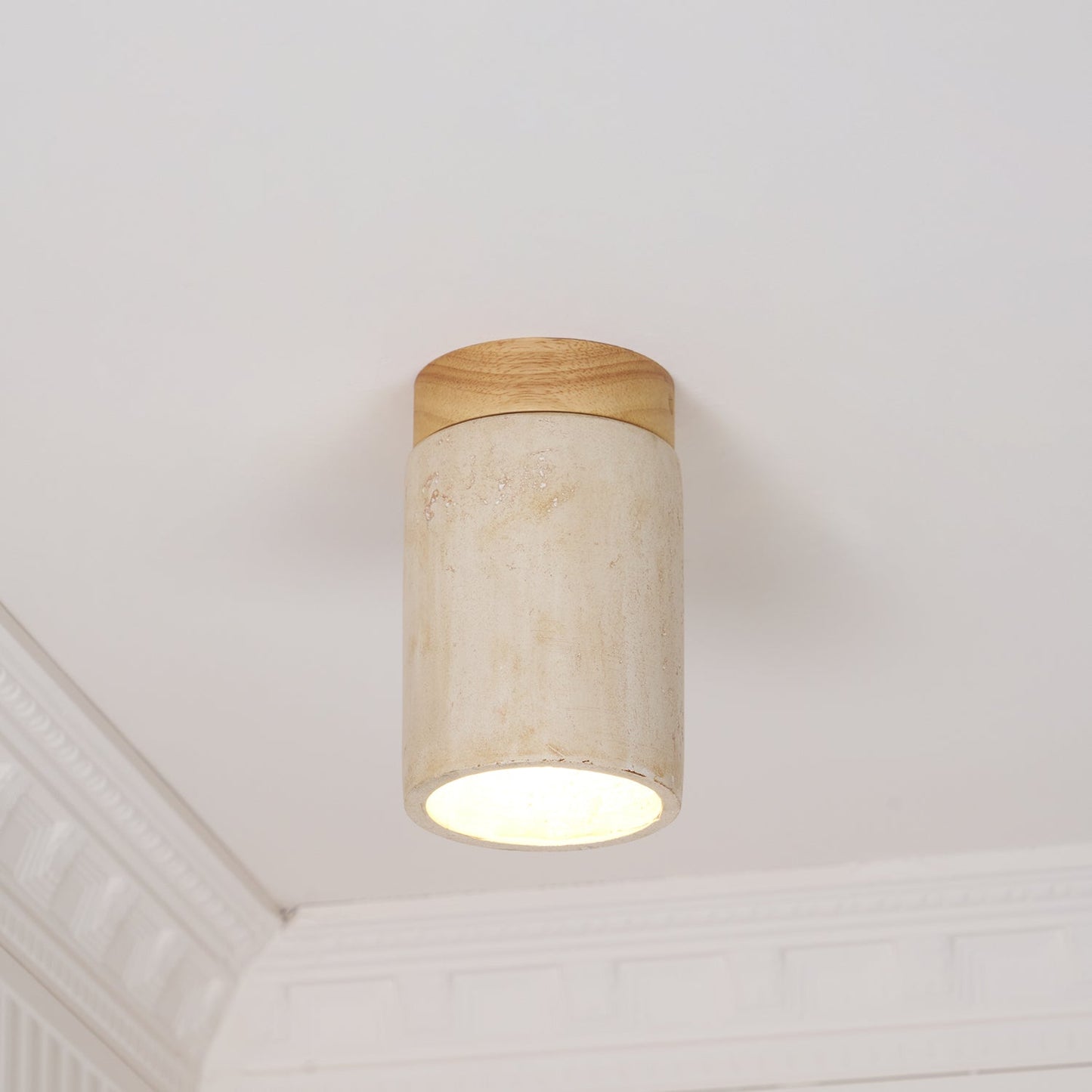 Aurnorira Cylinder Cap Travertine Ceiling Light
