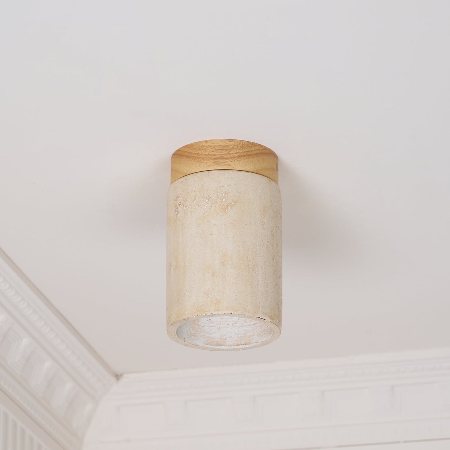 Aurnorira Cylinder Cap Travertine Ceiling Light