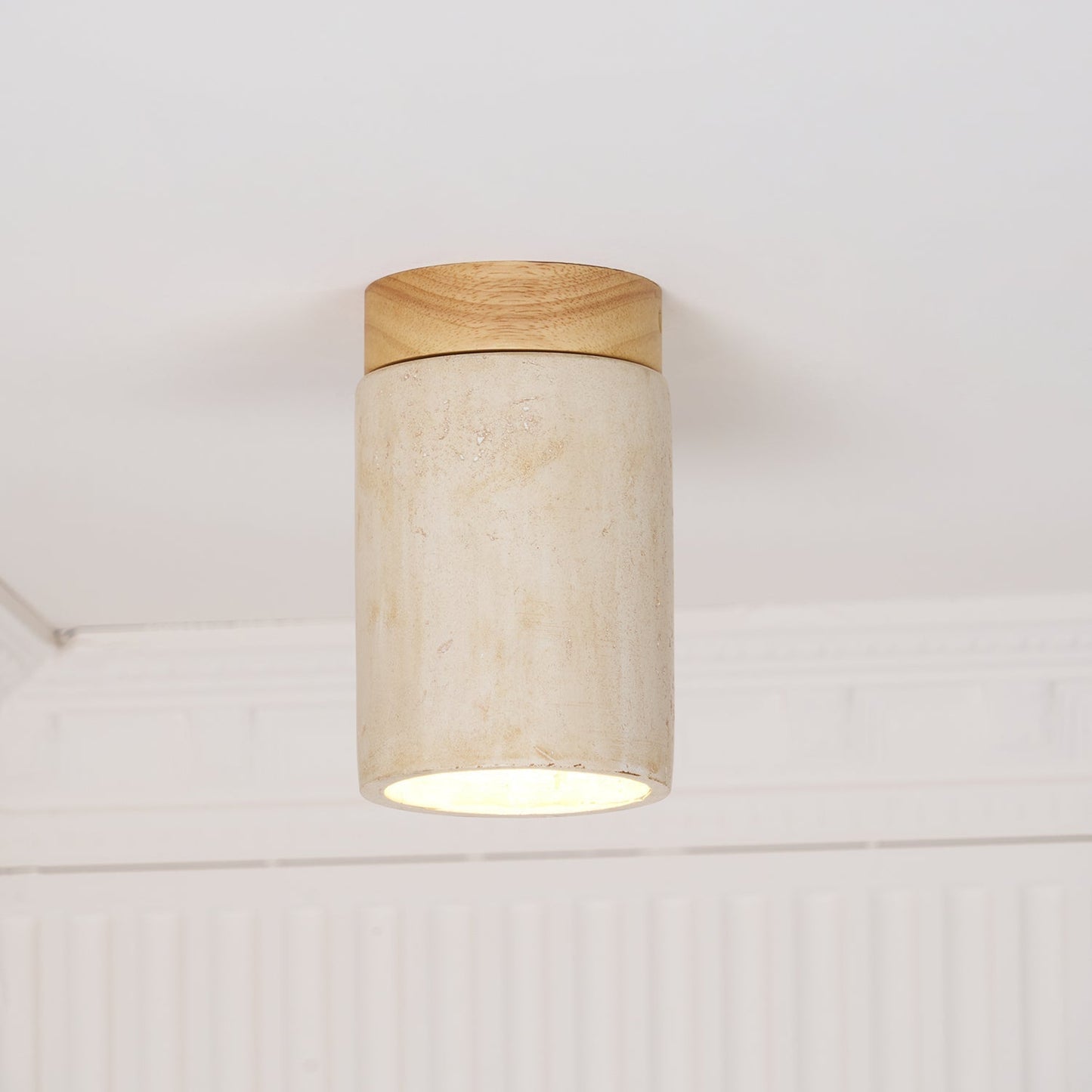 Aurnorira Cylinder Cap Travertine Ceiling Light