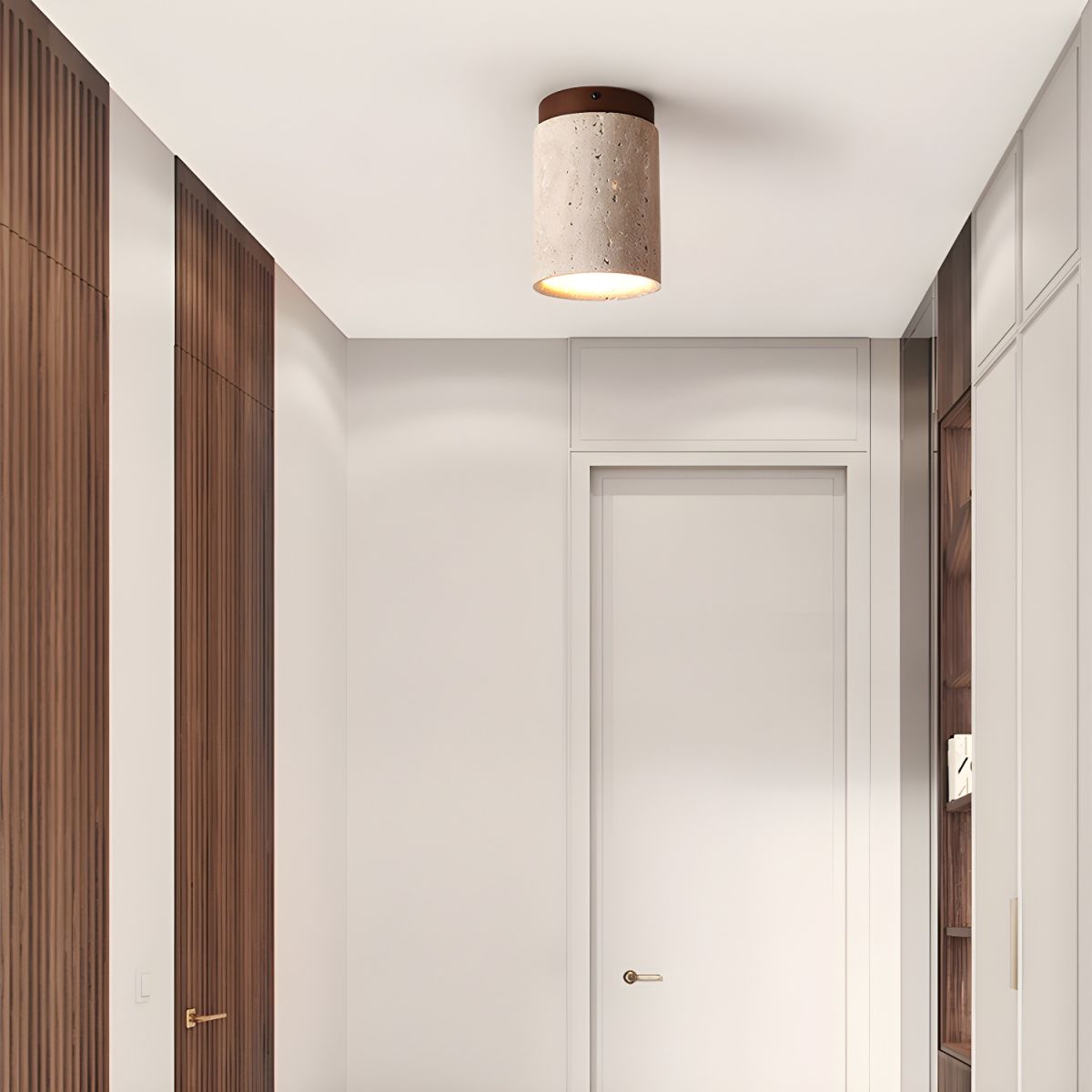 Aurnorira Cylinder Cap Travertine Ceiling Light