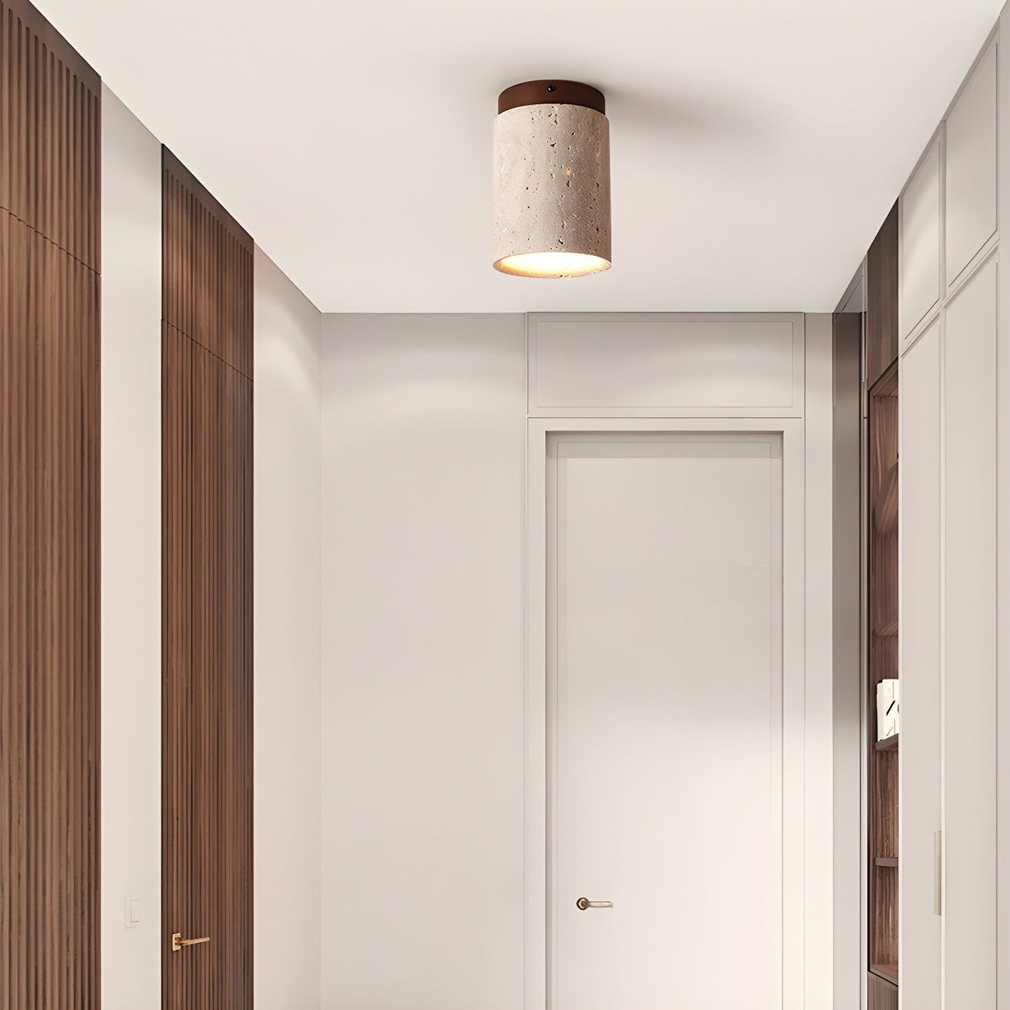 Aurnorira Cylinder Cap Travertine Ceiling Light