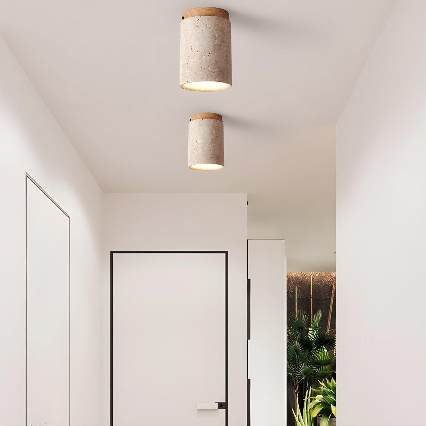 Aurnorira Cylinder Cap Travertine Ceiling Light