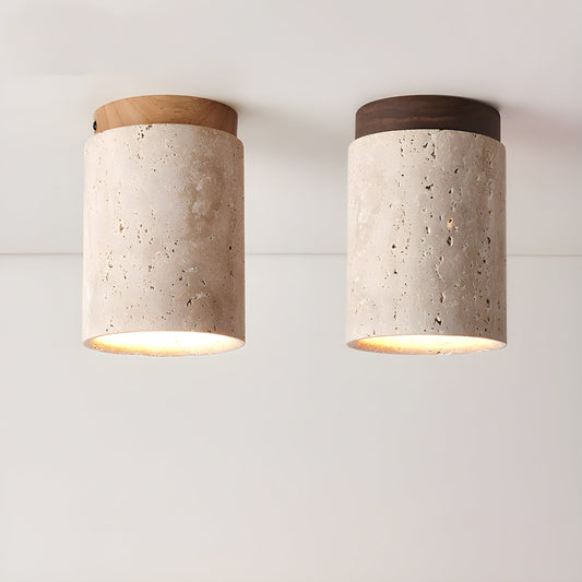 Aurnorira Cylinder Cap Travertine Ceiling Light