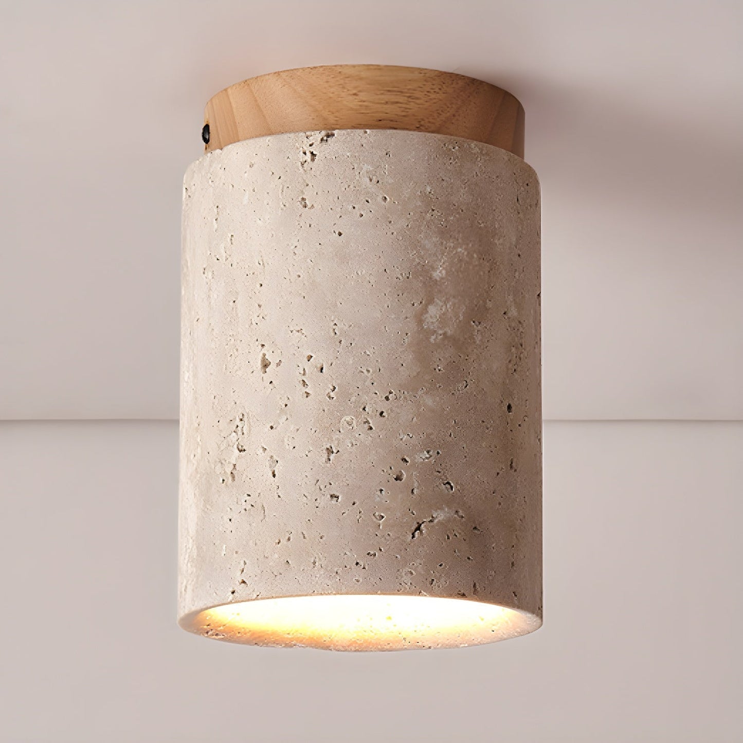 Aurnorira Cylinder Cap Travertine Ceiling Light