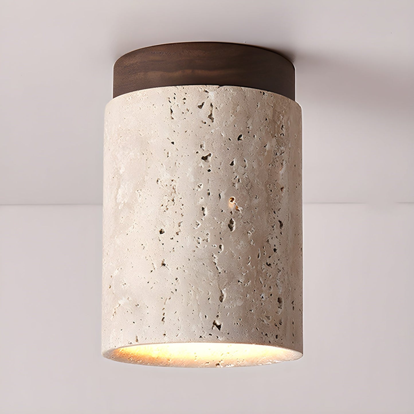 Aurnorira Cylinder Cap Travertine Ceiling Light