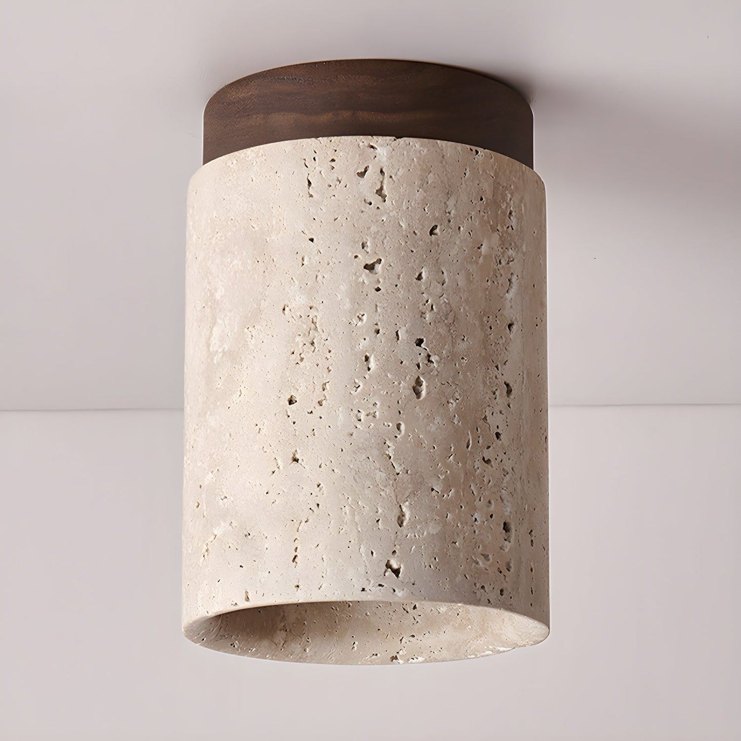 Aurnorira Cylinder Cap Travertine Ceiling Light