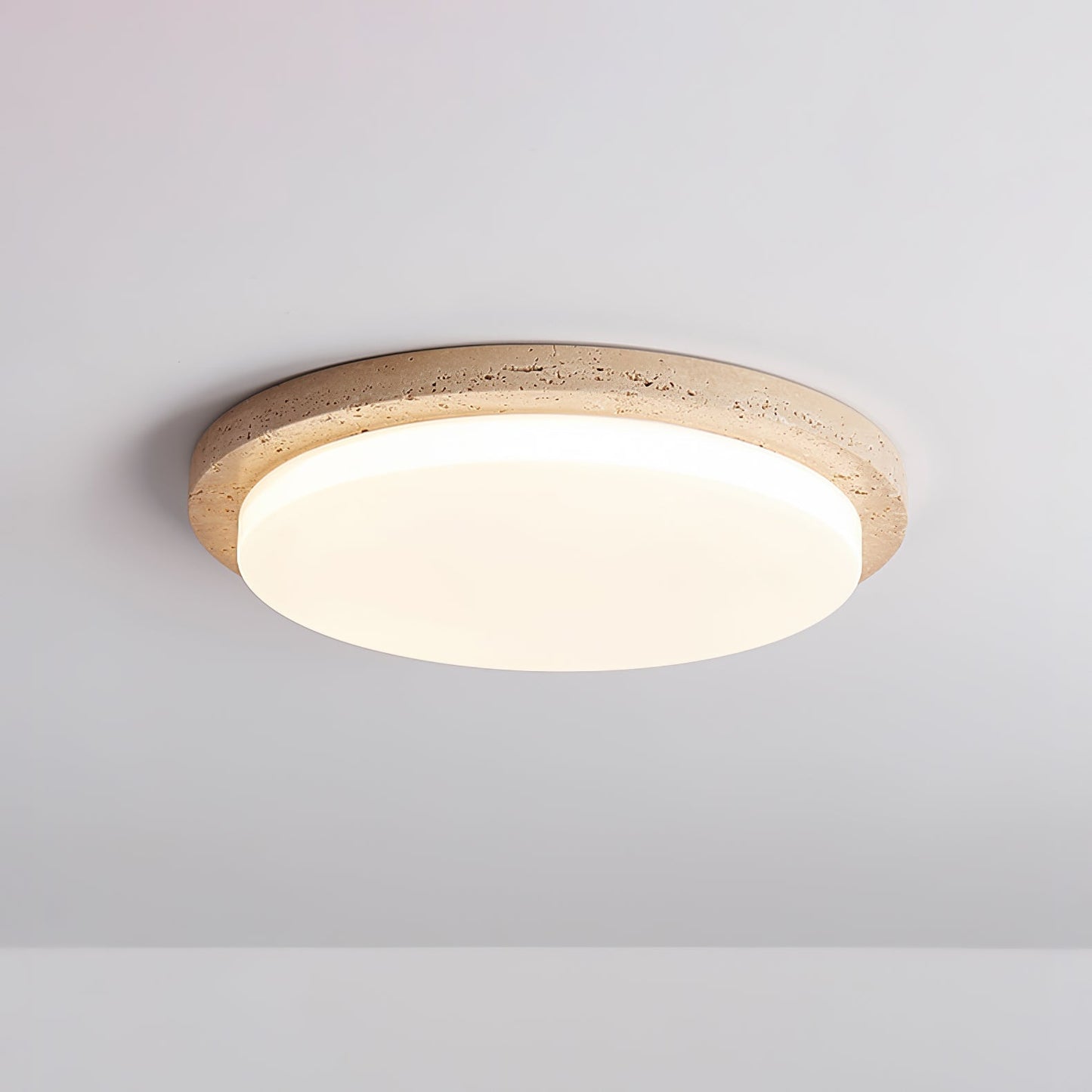Etala Smooth-rim Travertine Ceiling Light