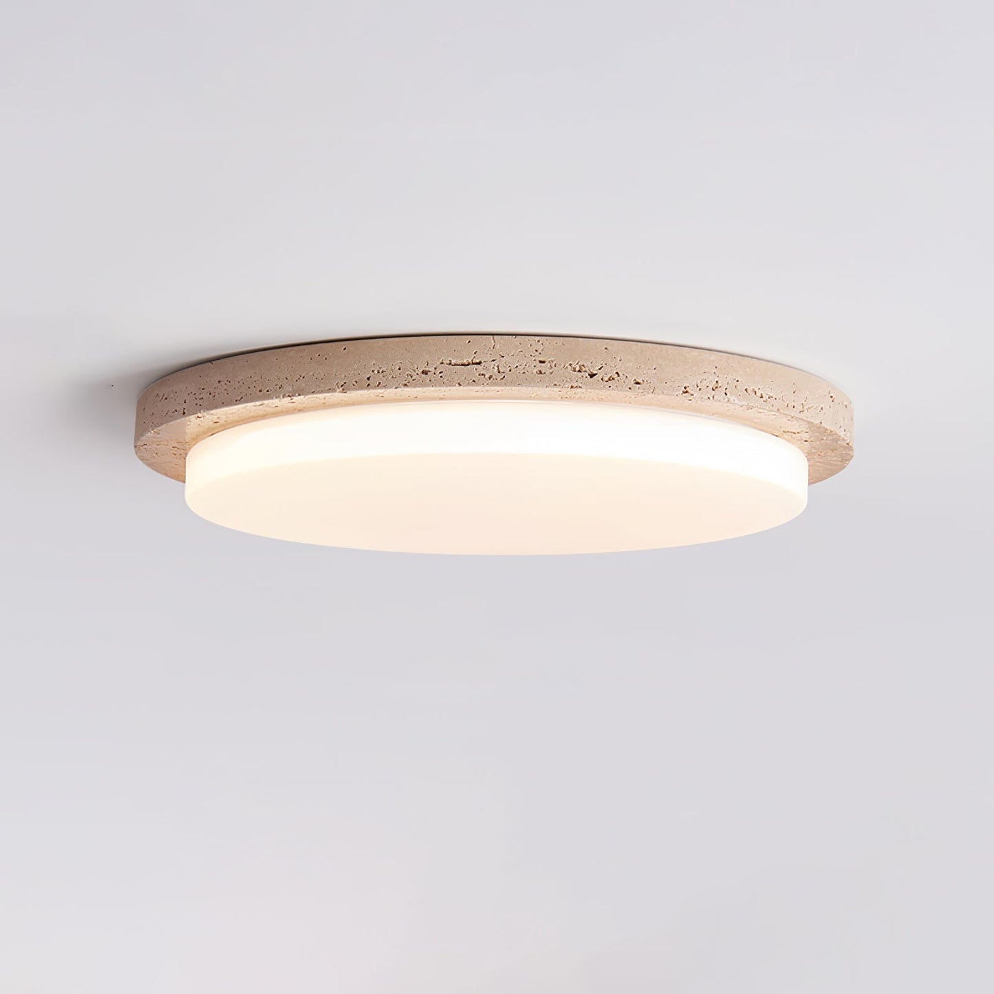 Etala Smooth-rim Travertine Ceiling Light