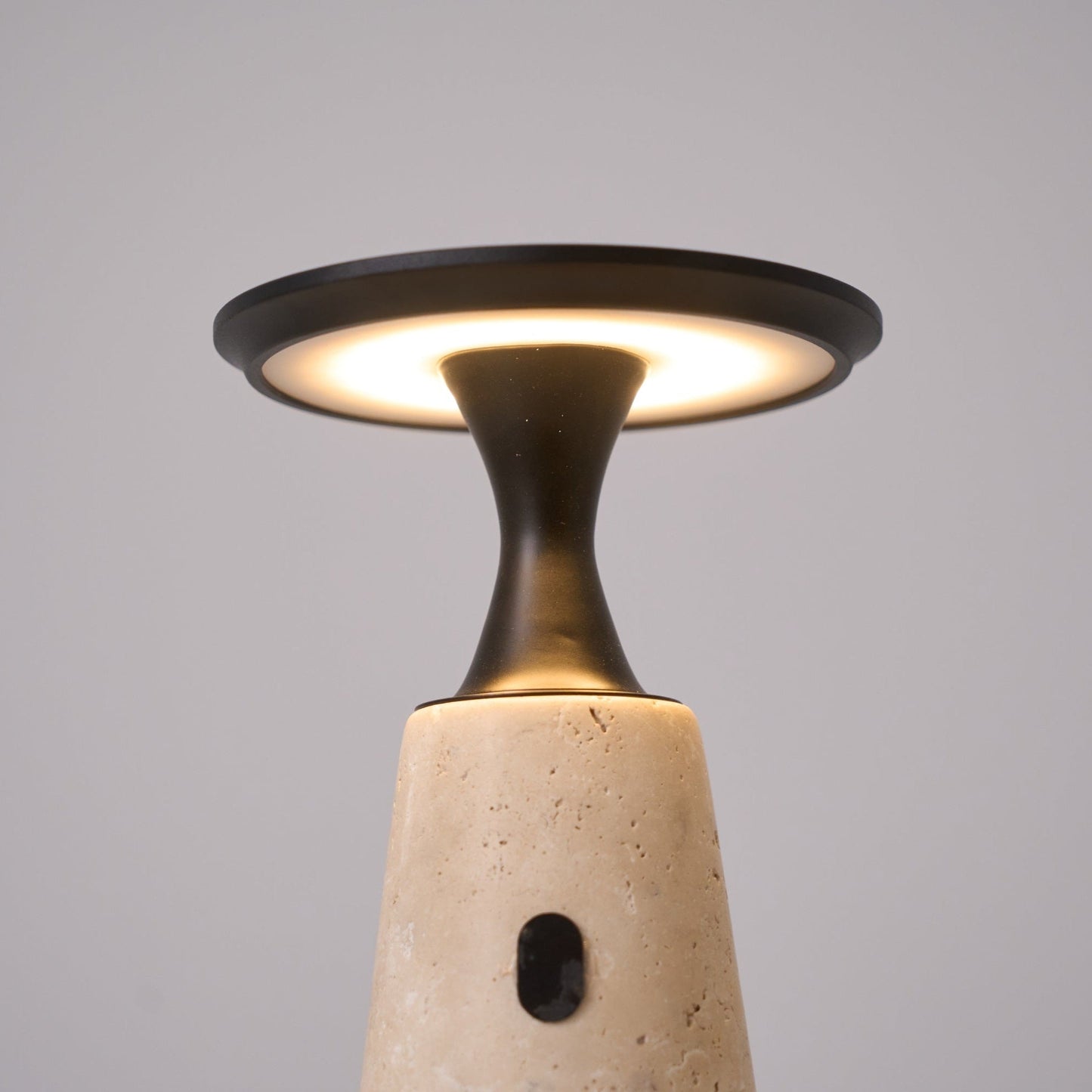 Vespera Sculptural Travertine Table Lamp