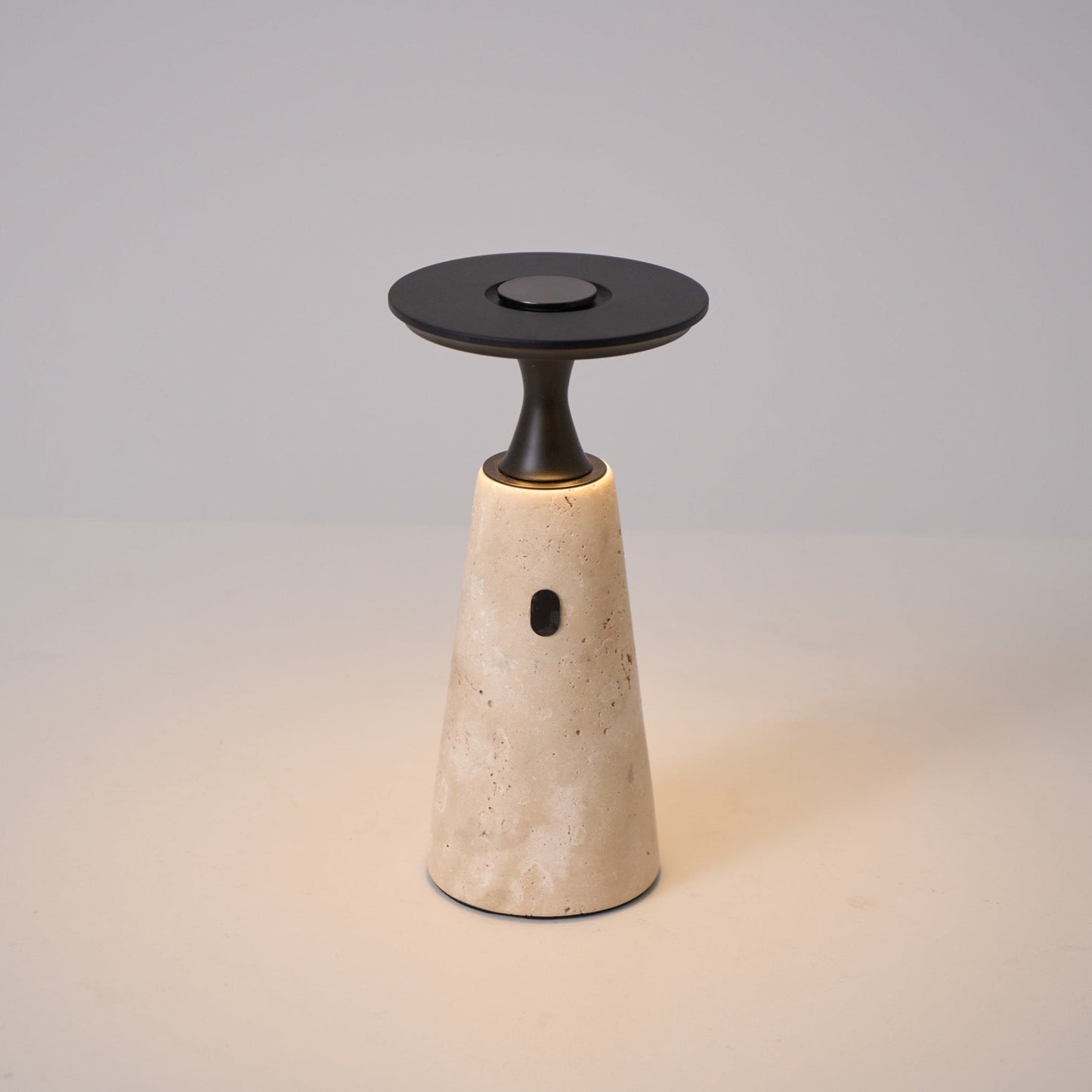 Vespera Sculptural Travertine Table Lamp