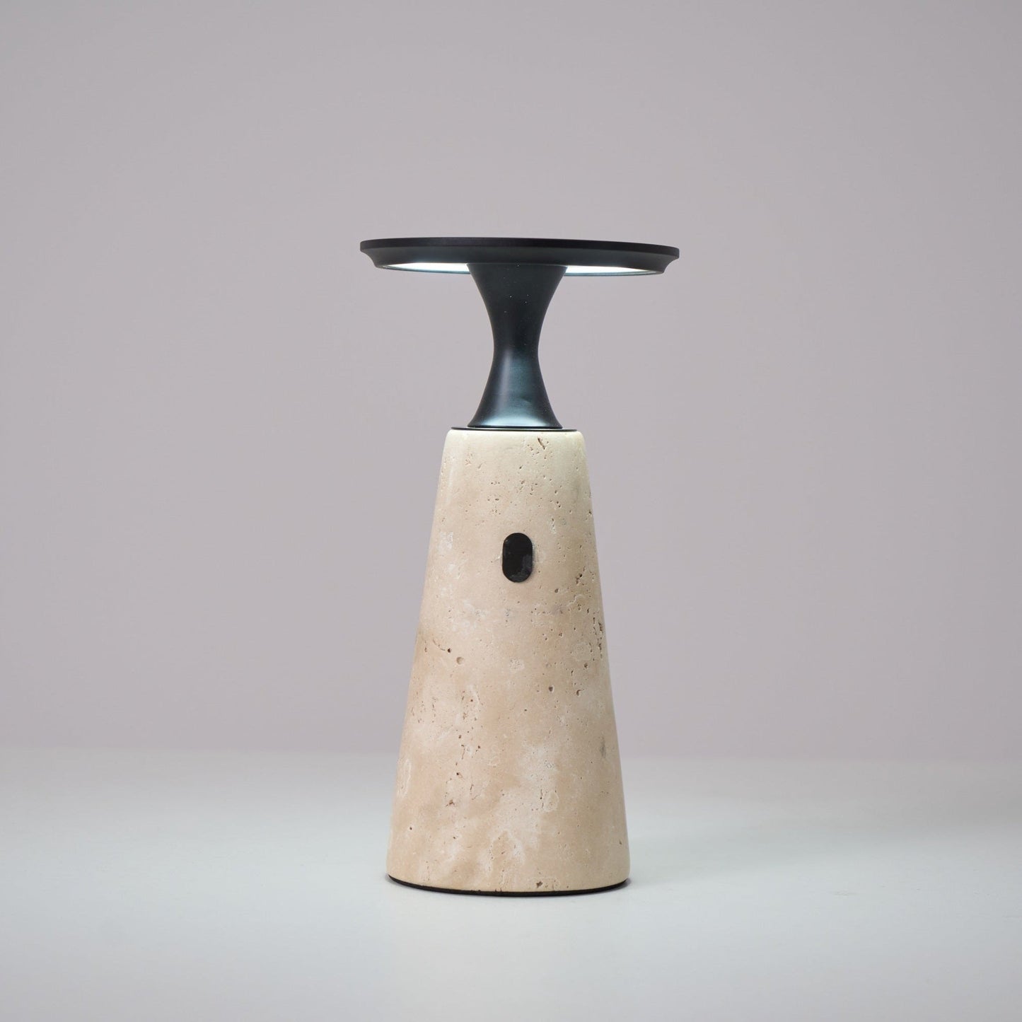 Vespera Sculptural Travertine Table Lamp