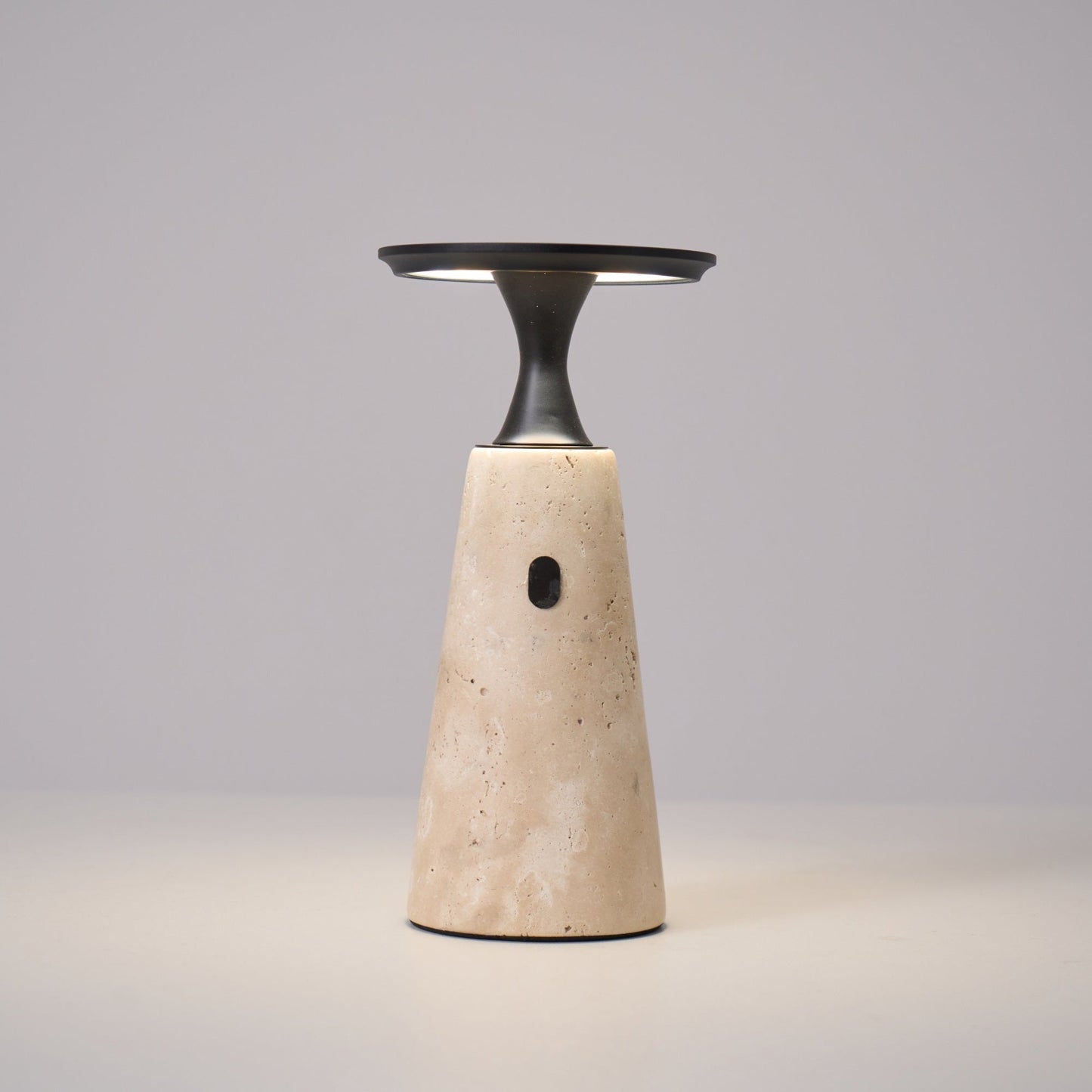 Vespera Sculptural Travertine Table Lamp