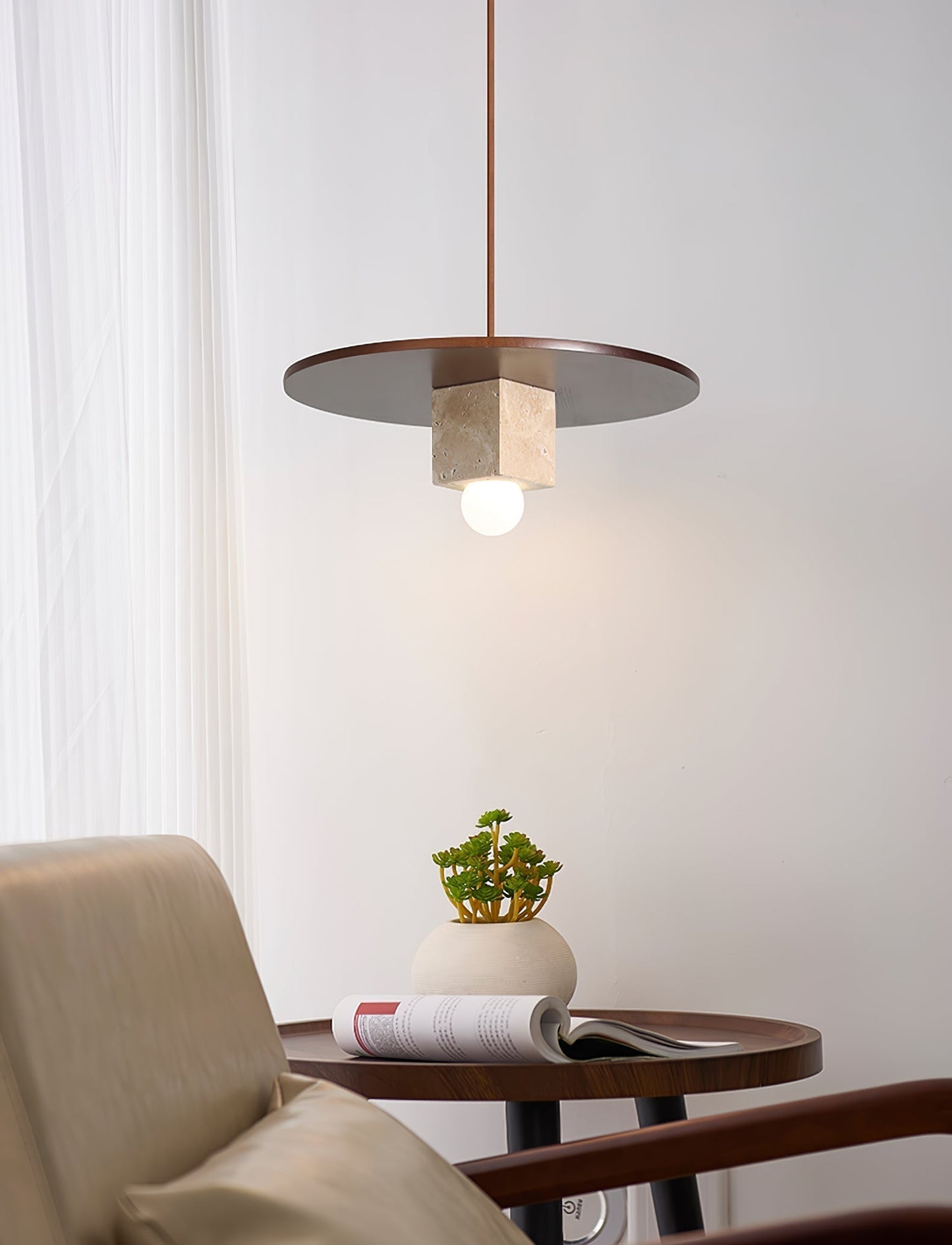 Ucariel Geometric Travertine Pendant Light