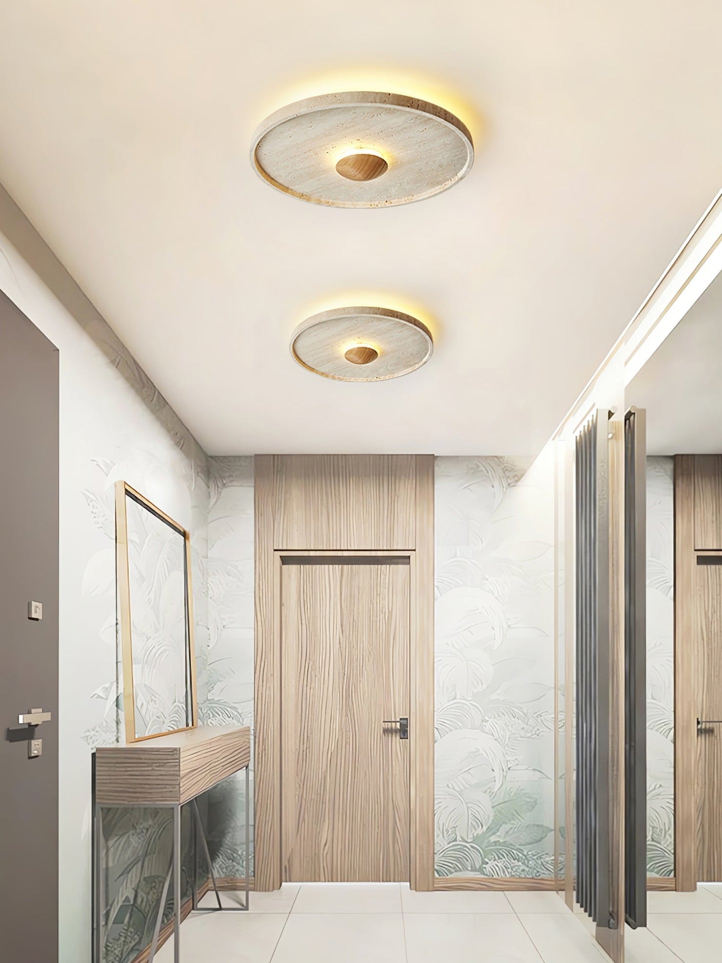 Lumiround Disc Inset Travertine Ceiling Light